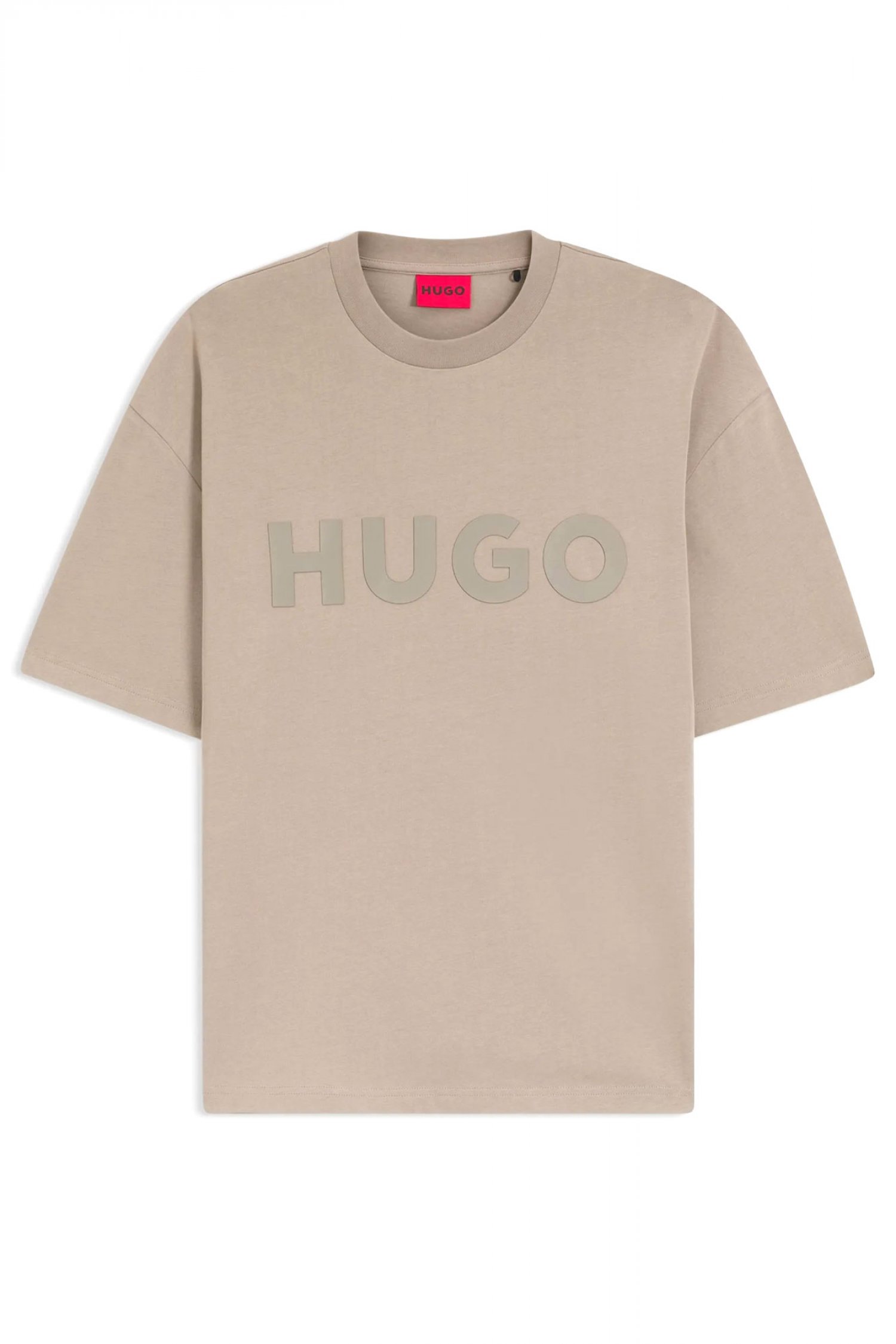 HUGO T-SHIRT DULIVIO LOGO ΓΚΡΙ-ΚΑΦΕ