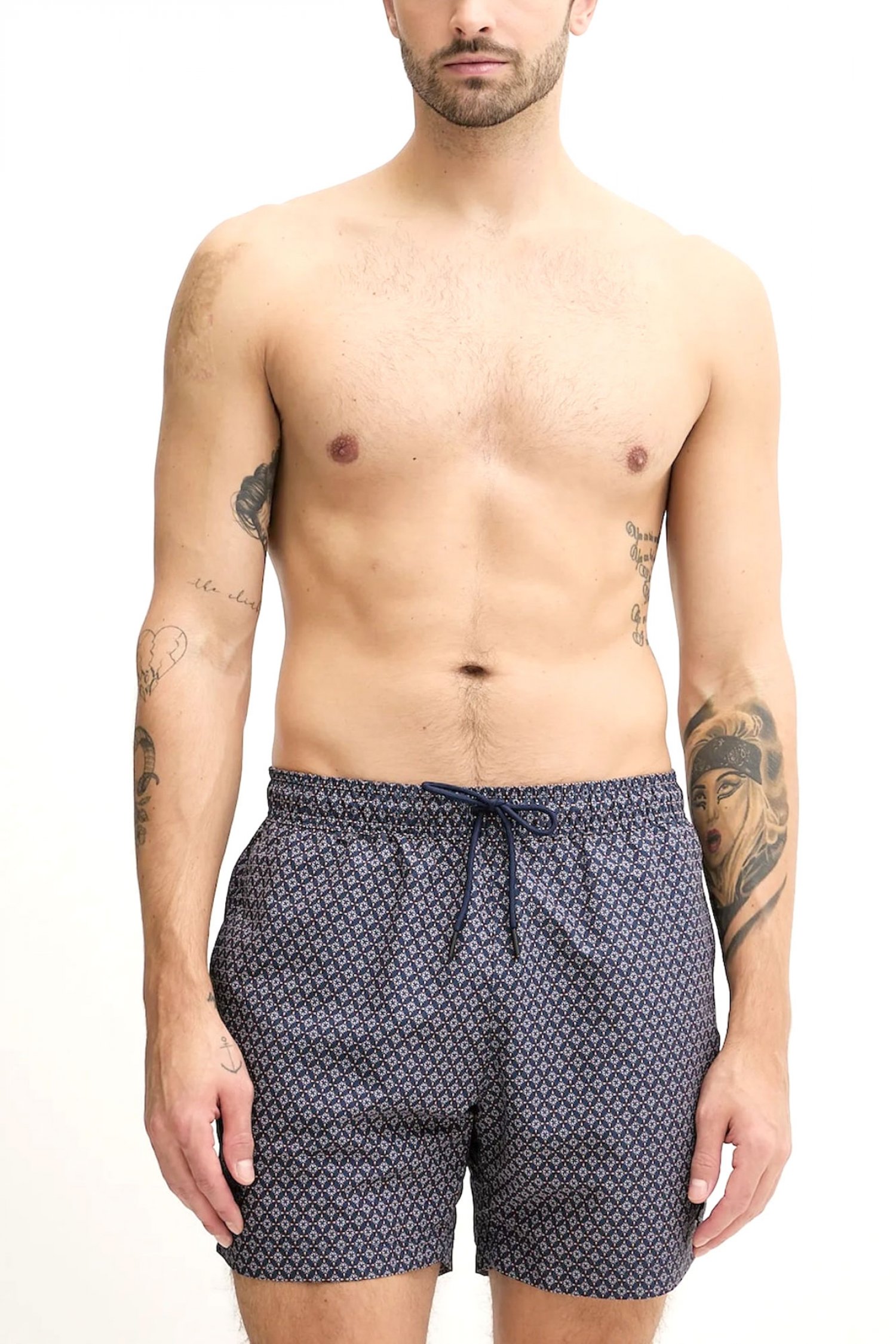 BOSS BEACHWEAR ΜΑΓΙΩ VIBE ΜΙΚΡΟΣΧΕΔΙΟ ΜΠΛΕ-ΜΠΕΖ