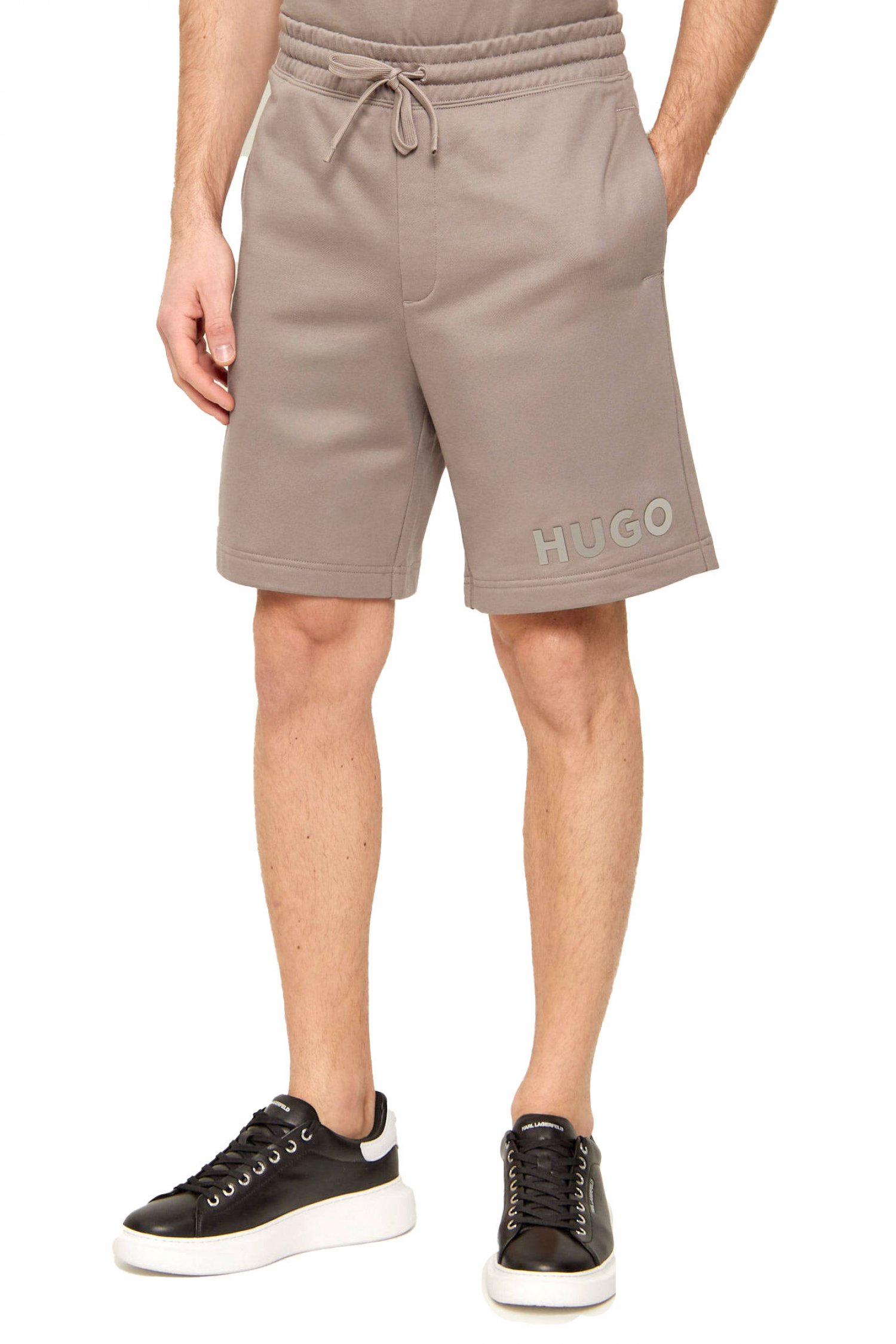 HUGO HUGO ΒΕΡΜΟΥΔΑ DINKOE LOGO ΓΚΡΙ-ΚΑΦΕ