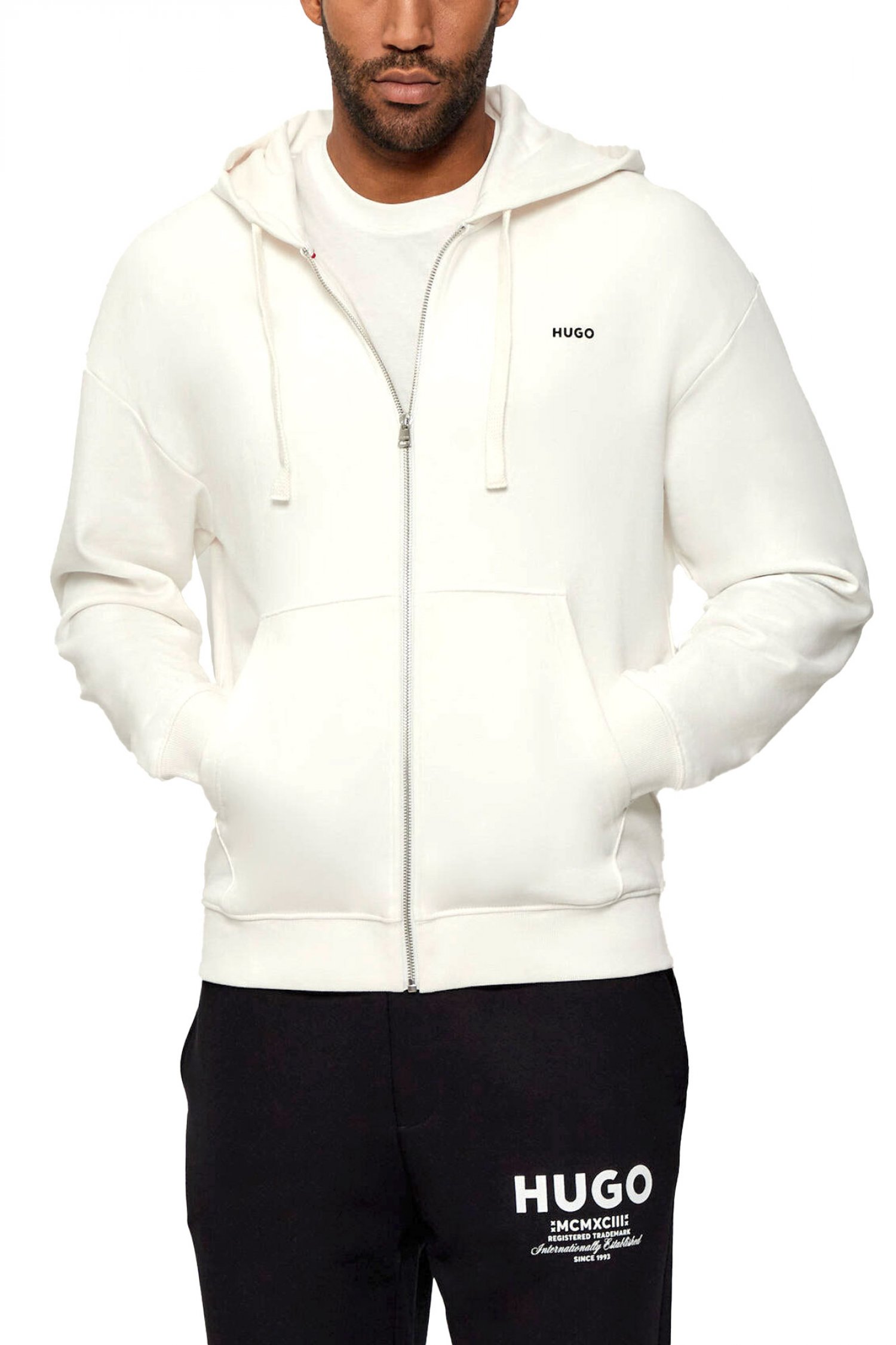 HUGO ΦΟΥΤΕΡ ZIPHOOD DAPOZIP LOGO ΕΚΡΟΥ