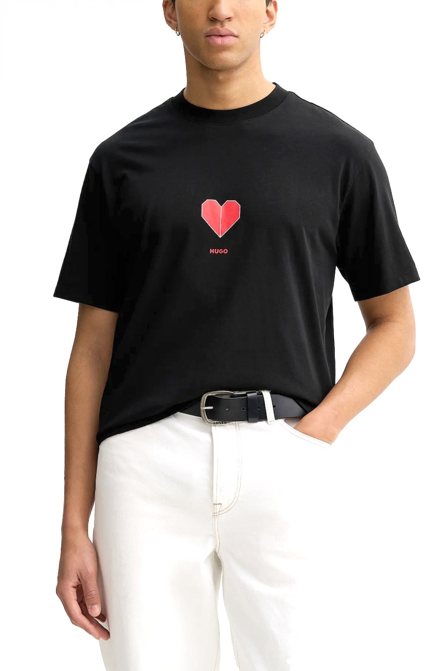 HUGO T-SHIRT DALENTIN LOGO ΜΑΥΡΟ