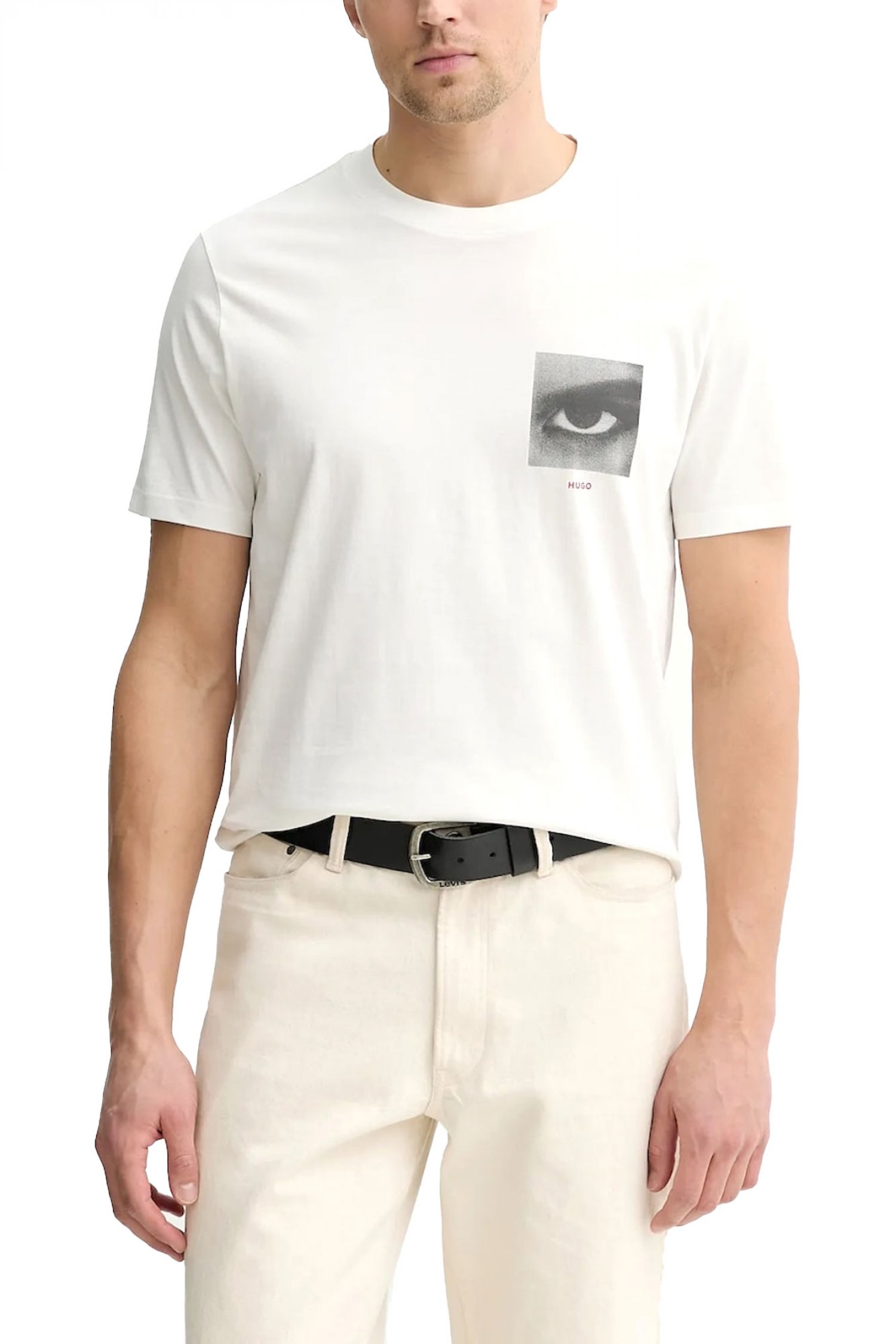 HUGO T-SHIRT DEYSS LOGO ΕΚΡΟΥ