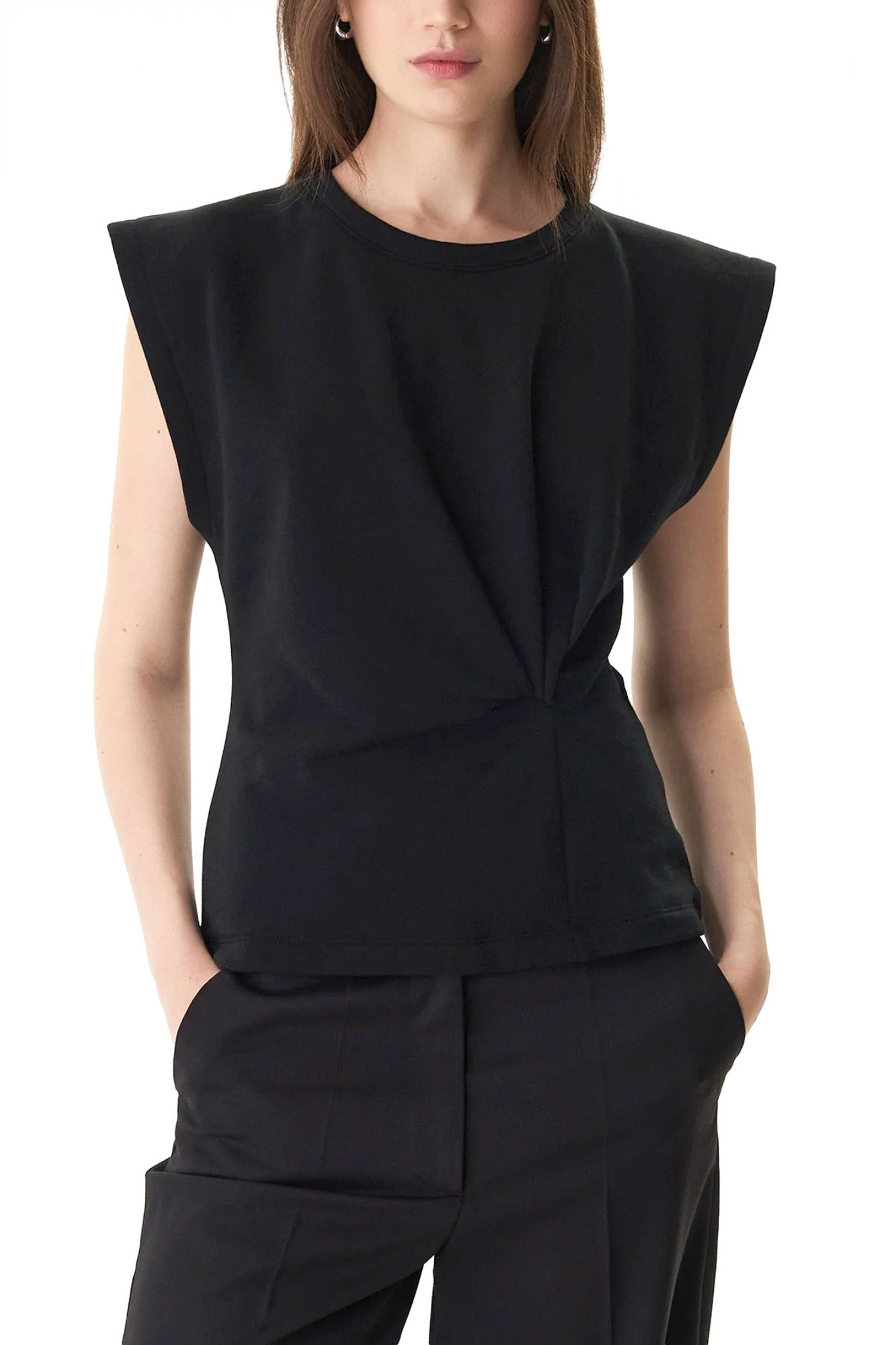 BOSS CASUAL TOP C_ERCI CREW NECK ΣΟΥΡΑ ΣΤΗ ΜΕΣΗ ΜΑΥΡΟ