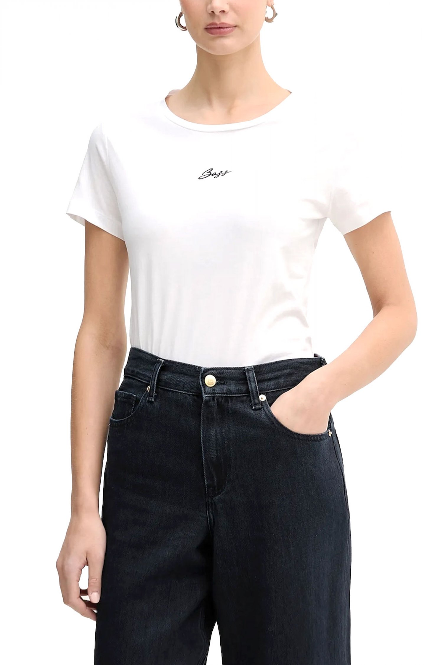 BOSS CASUAL T-SHIRT C_ELOVE_1 LOGO ΛΕΥΚΟ