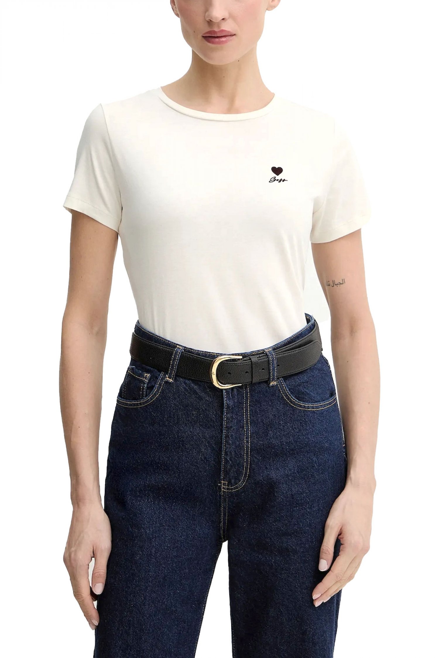 BOSS CASUAL T-SHIRT C_ELOVE_1 LOGO ΕΚΡΟΥ