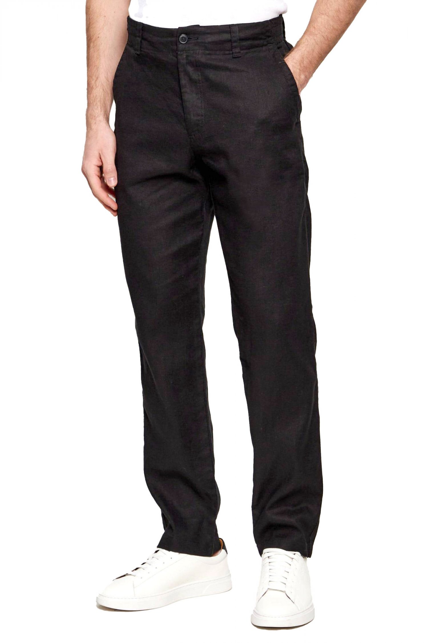 BOSS CASUAL ΠΑΝΤΕΛΟΝΙ CHINO REGULAR FIT ΛΙΝΟ SANDERSON-L-3 ΜΑΥΡΟ