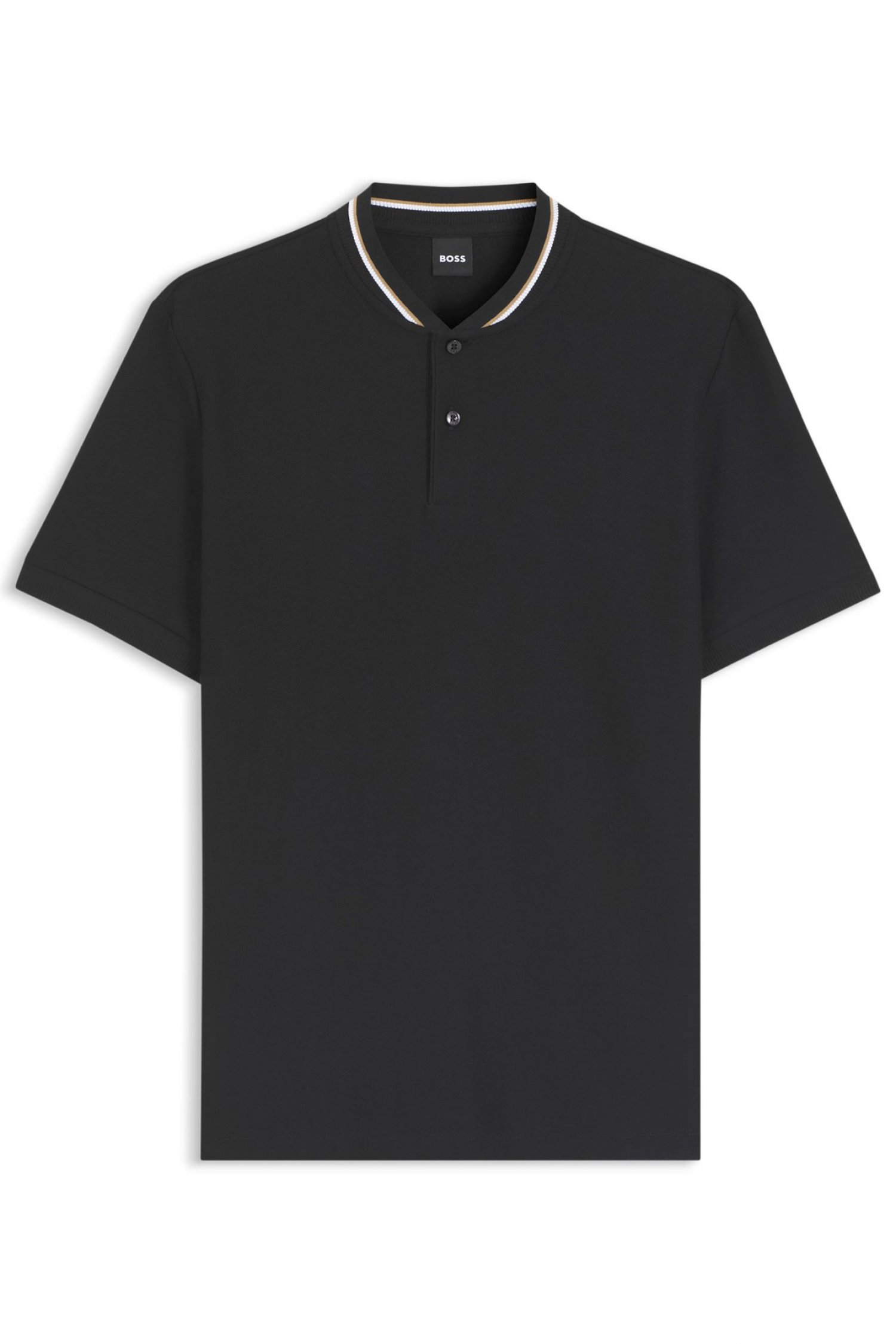 BOSS T-SHIRT HALF BUTTON C-PRATT 40 ΜΑΥΡΟ