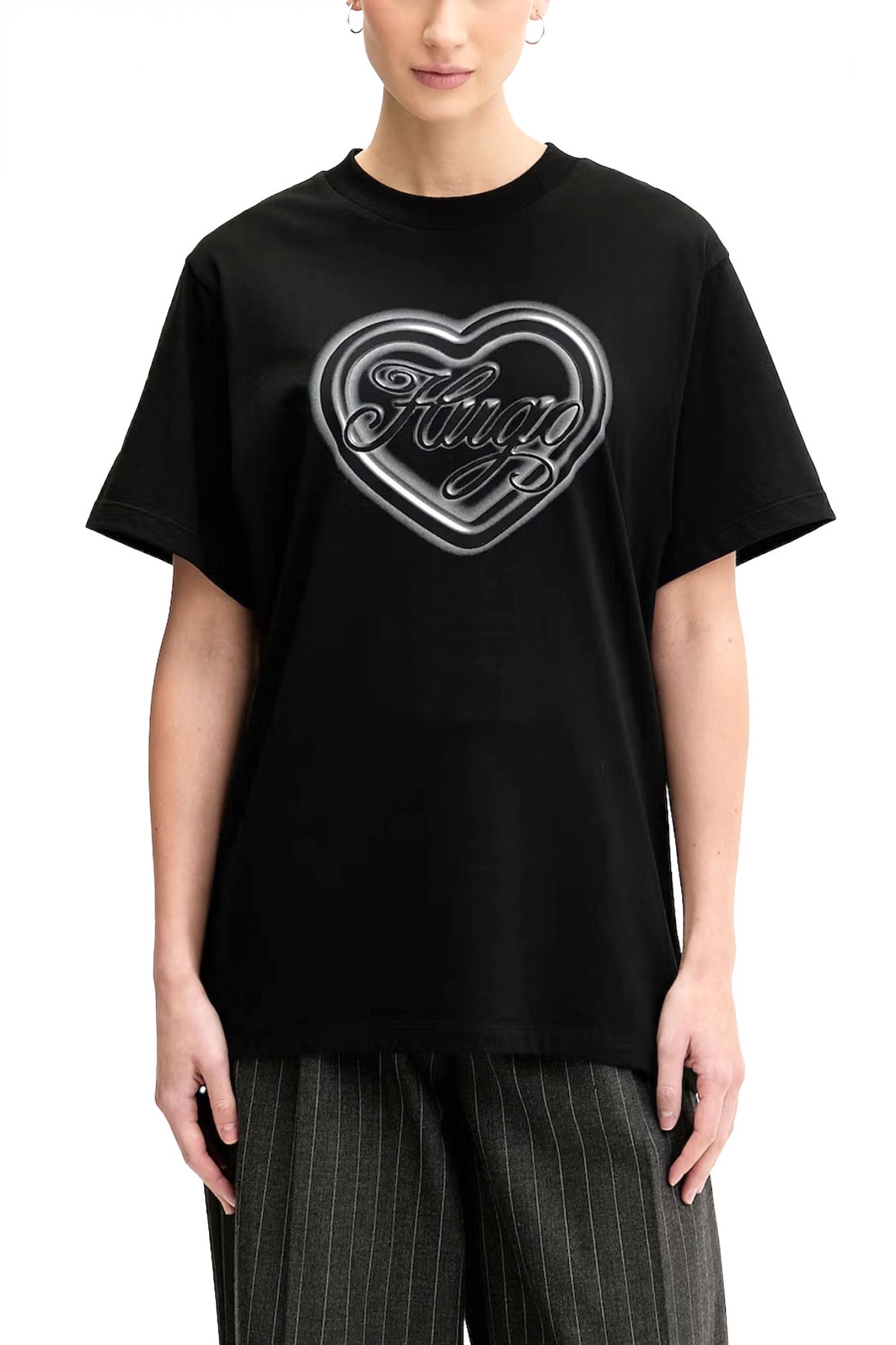 HUGO BLUE T-SHIRT VINTAGE TEE_B_8 LOGO ΜΑΥΡΟ