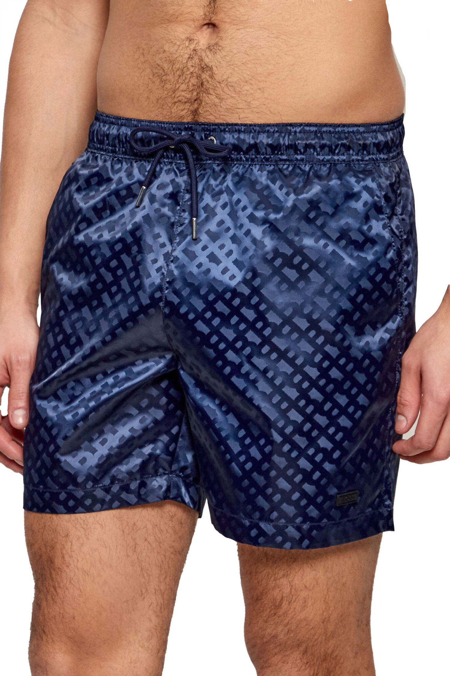 BOSS BEACHWEAR ΜΑΓΙΩ ALL OVER LOGO JAQCUES ΜΠΛΕ