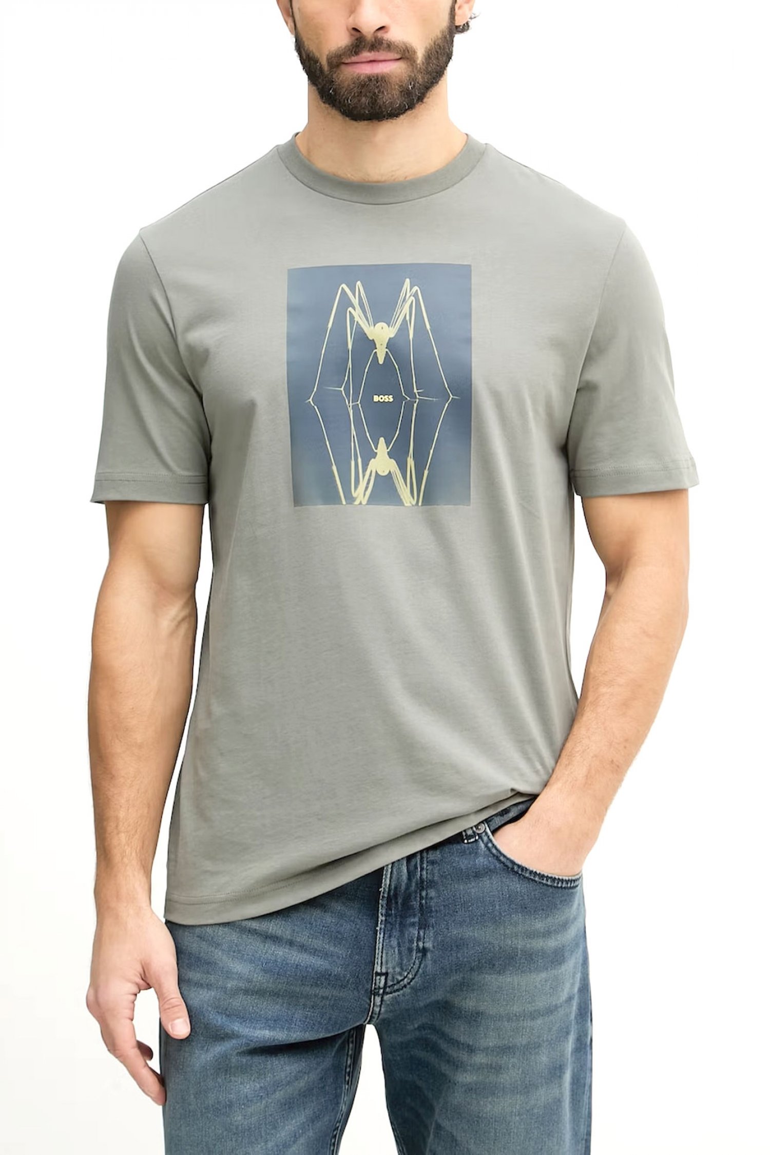 BOSS CASUAL T-SHIRT TE-CREATURE ΓΚΡΙ