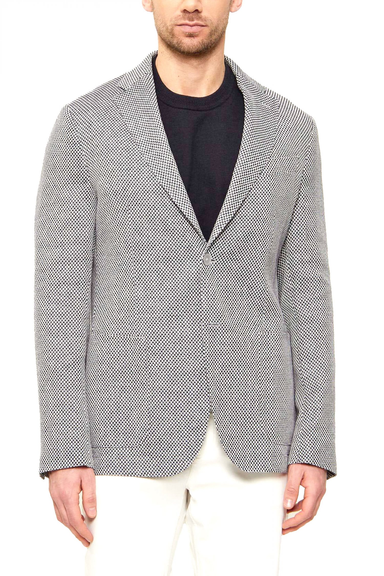 BOSS ΣΑΚΑΚΙ ΜΙΚΡΟΣΧΕΔΙΟ ΛΙΝΟ ΑΦΟΔΡΟ SLIM FIT C-HANRY-262 ΜΠΛΕ-ΛΕΥΚΟ