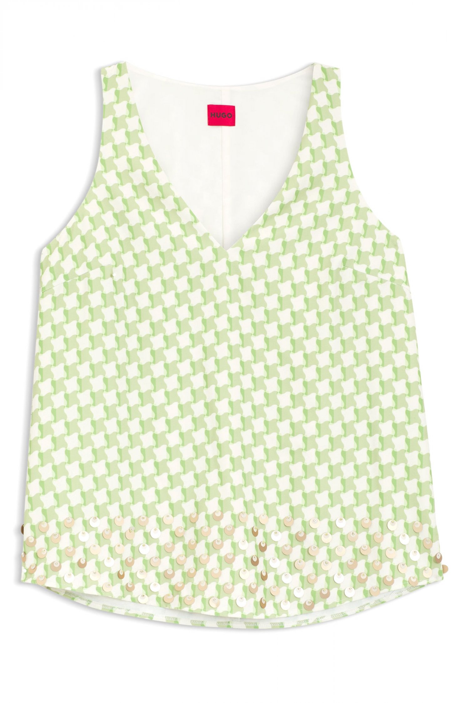 HUGO TOP V-NECK CAMAJE-1 ΕΜΠΡΙΜΕ ΠΡΑΣΙΝΟ-ΕΚΡΟΥ