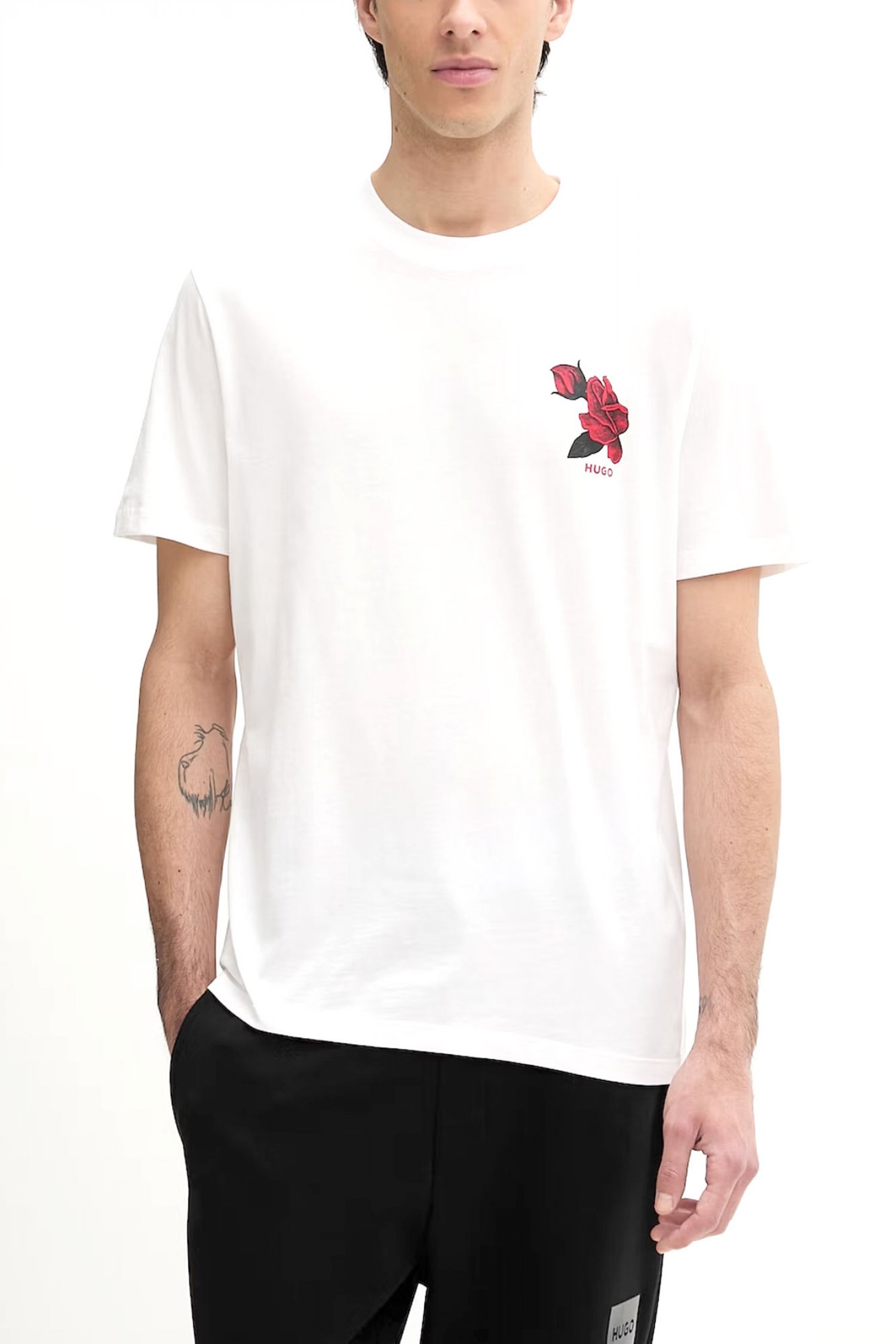 HUGO T-SHIRT DIKERD LOGO ΕΚΡΟΥ