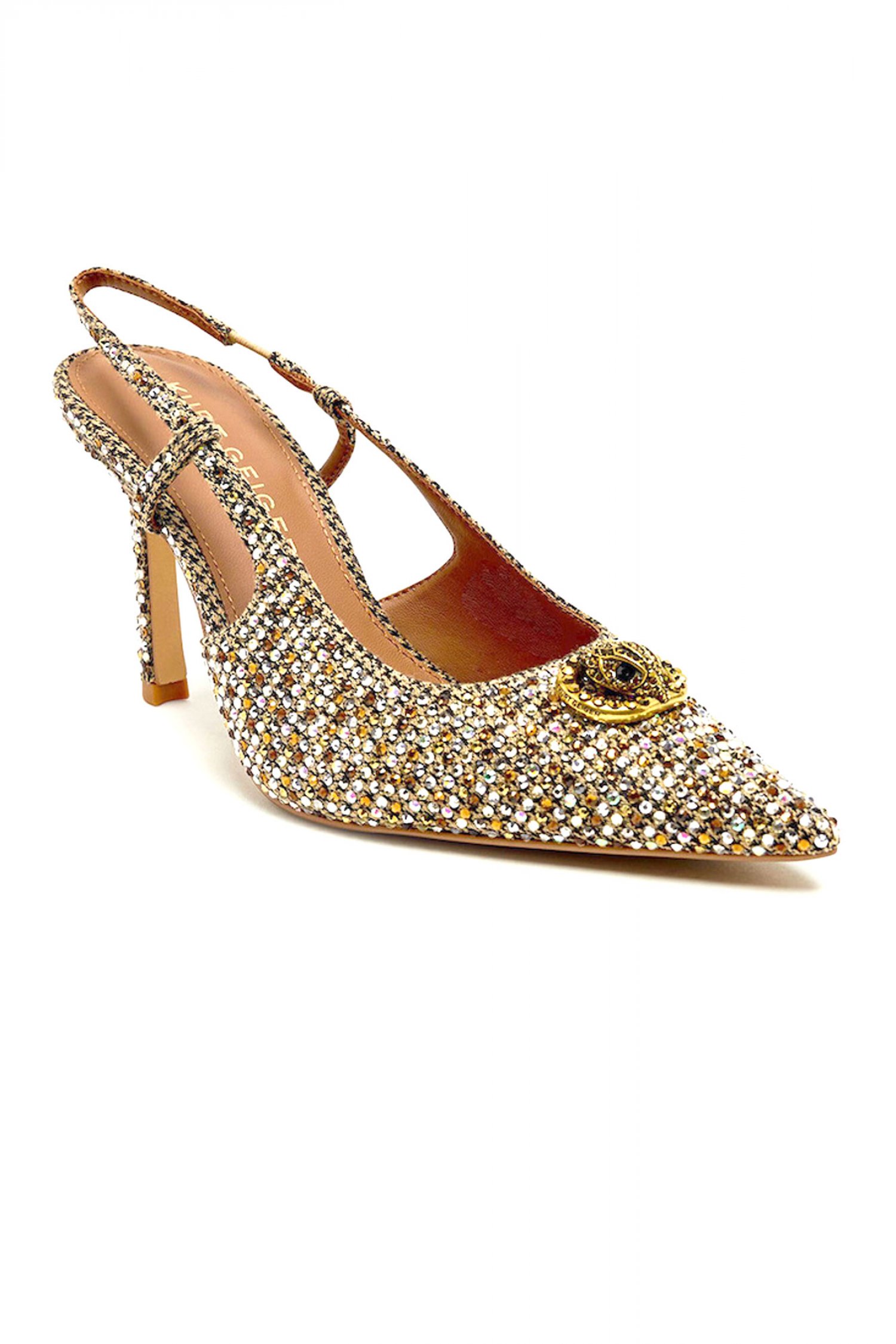 KURT GEIGER ΠΑΠΟΥΤΣΙΑ MULES CHELSEA POINT SLINGBACK ΠΟΛΥΧΡΩΜΑ ΣΤΡΑΣ LOGO ΜΠΕΖ