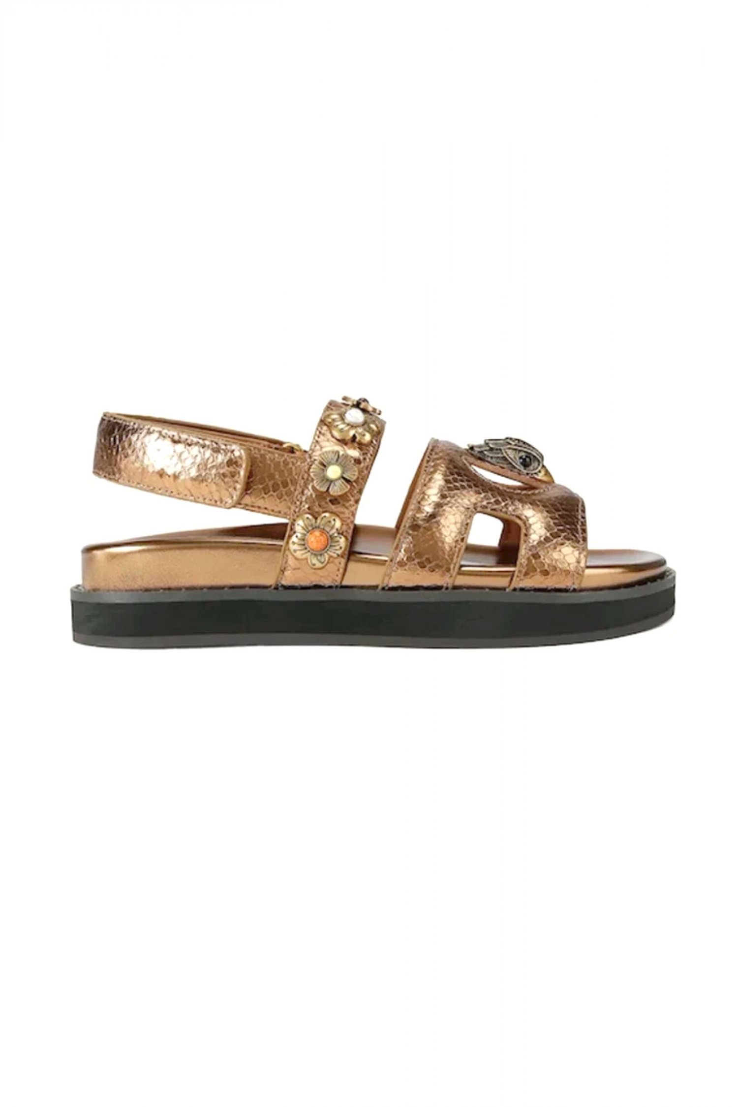 KURT GEIGER ΠΑΠΟΥΤΣΙΑ ΠΕΔΙΛΑ EAGLE CUT OUT FLAT SLING XANTΡΕΣ ΣΧΕΔΙΑ LOGO ΜΠΡΟΝΖΕ