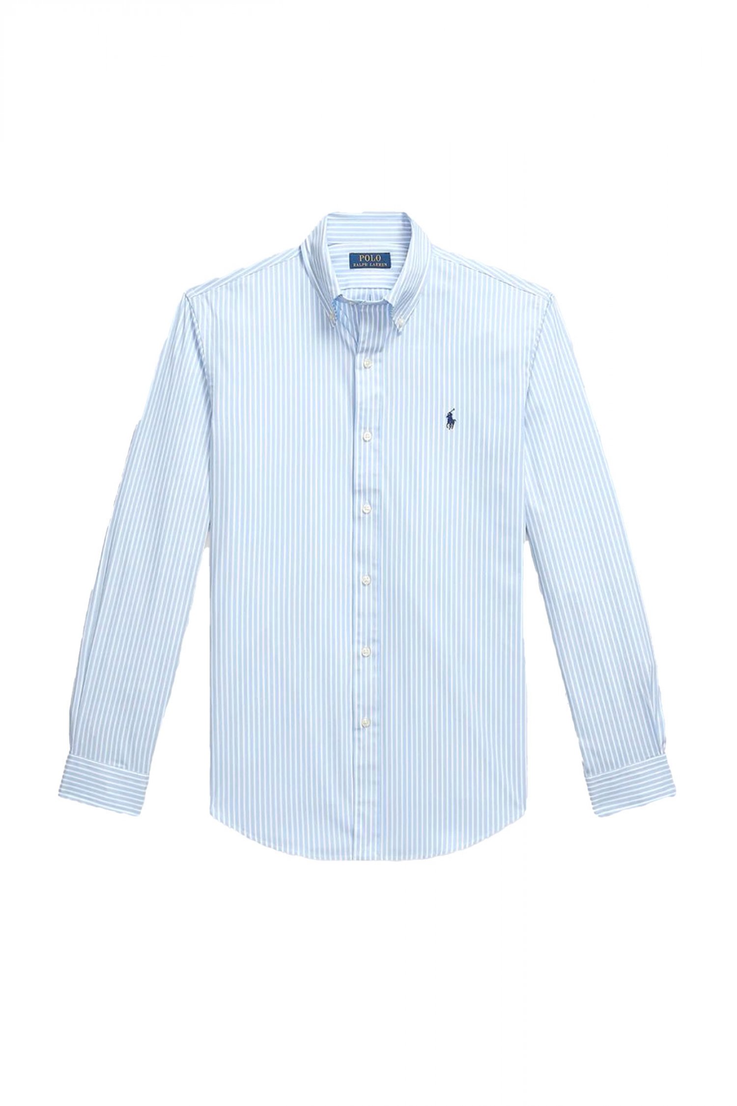 RALPH LAUREN ΠΟΥΚΑΜΙΣΟ ΡΙΓΕ BUTTON DOWN CUSTOM FIT STRETCH ΣΙΕΛ-ΛΕΥΚΟ