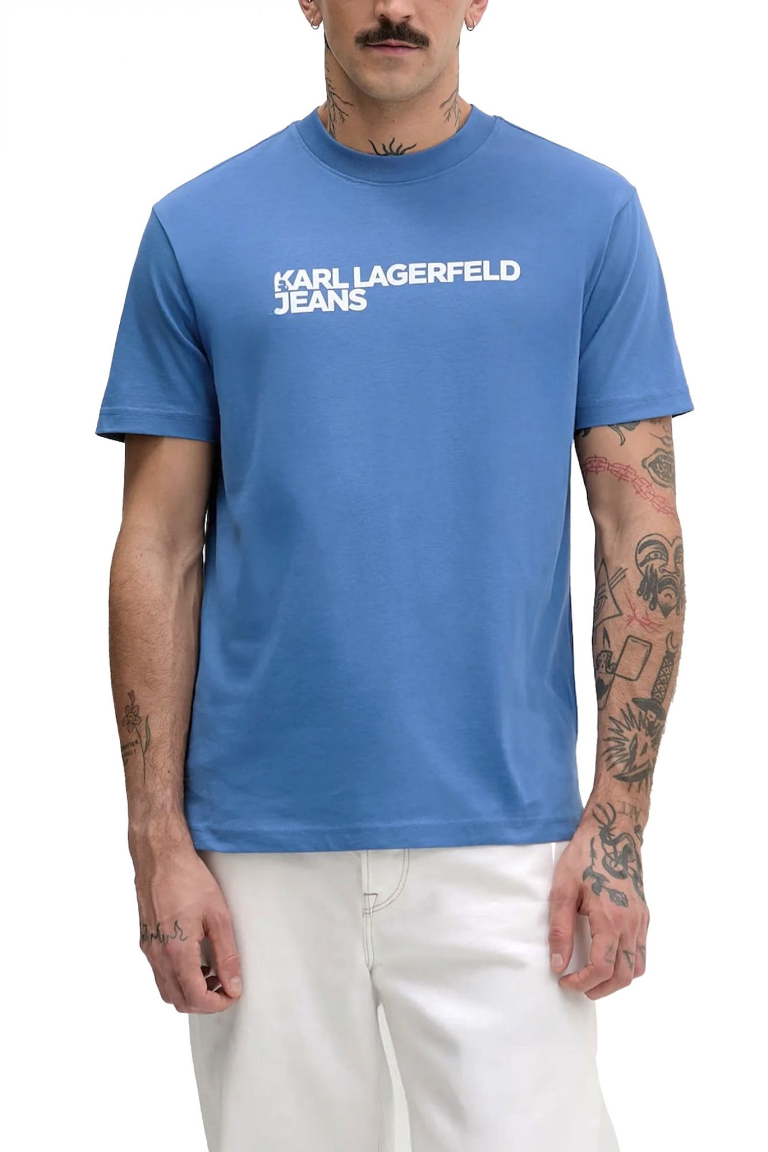 KARL LAGERFELD JEANS T-SHIRT REGULAR FIT SS ESSENTIAL TEE ΜΠΛΕ