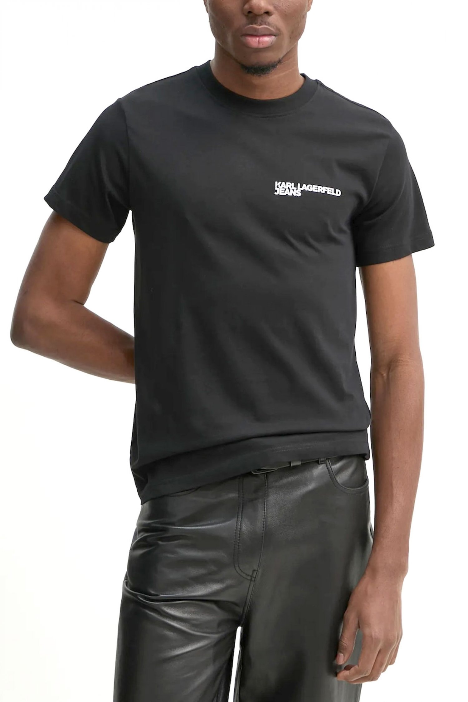 KARL LAGERFELD JEANS T-SHIRT SLIM FIT SS TEE ΣΚΟΥΡΟ ΜΠΛΕ