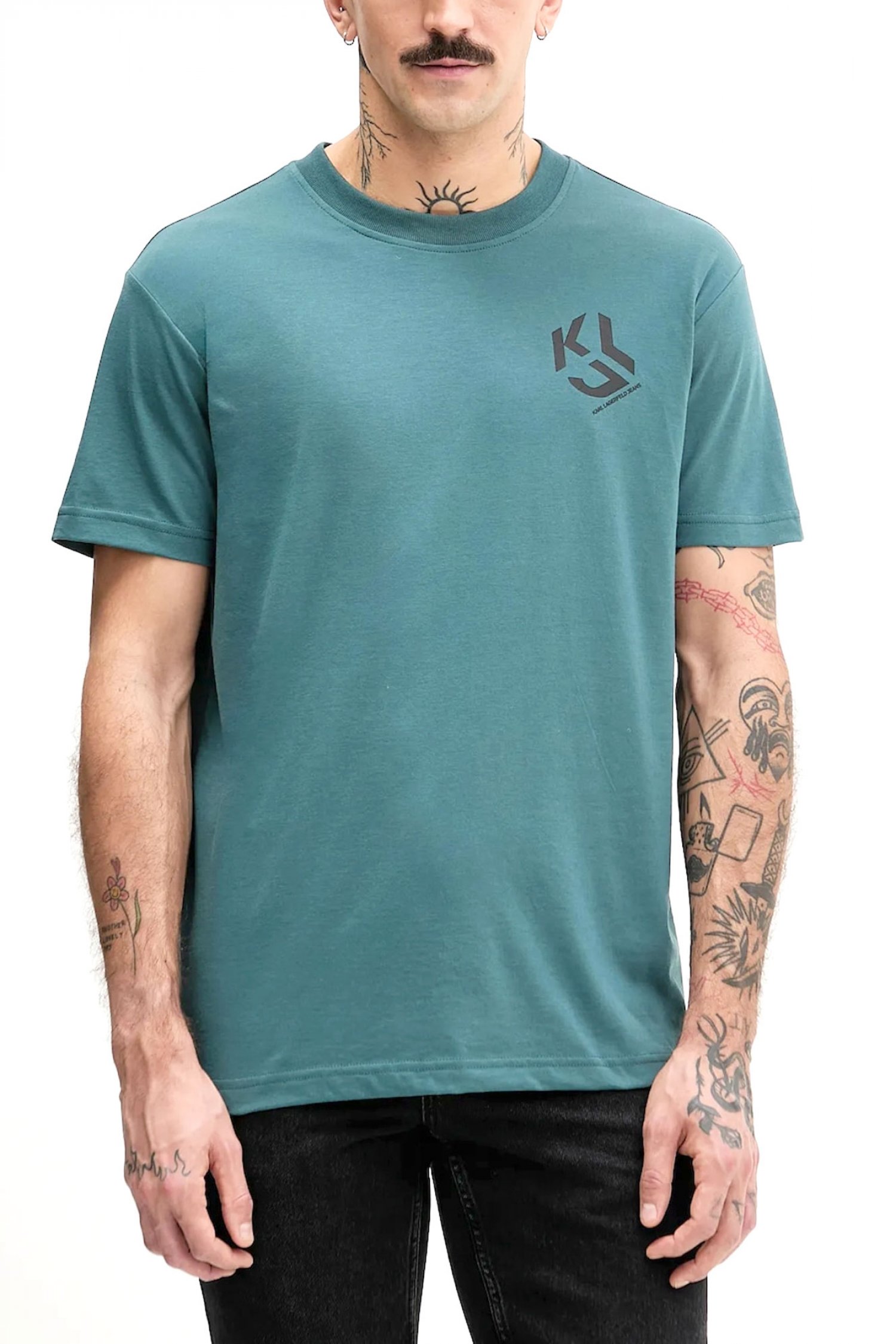 KARL LAGERFELD JEANS T-SHIRT REGULAR FIT MONOGRAM TEE ΠΡΑΣΙΝΟ