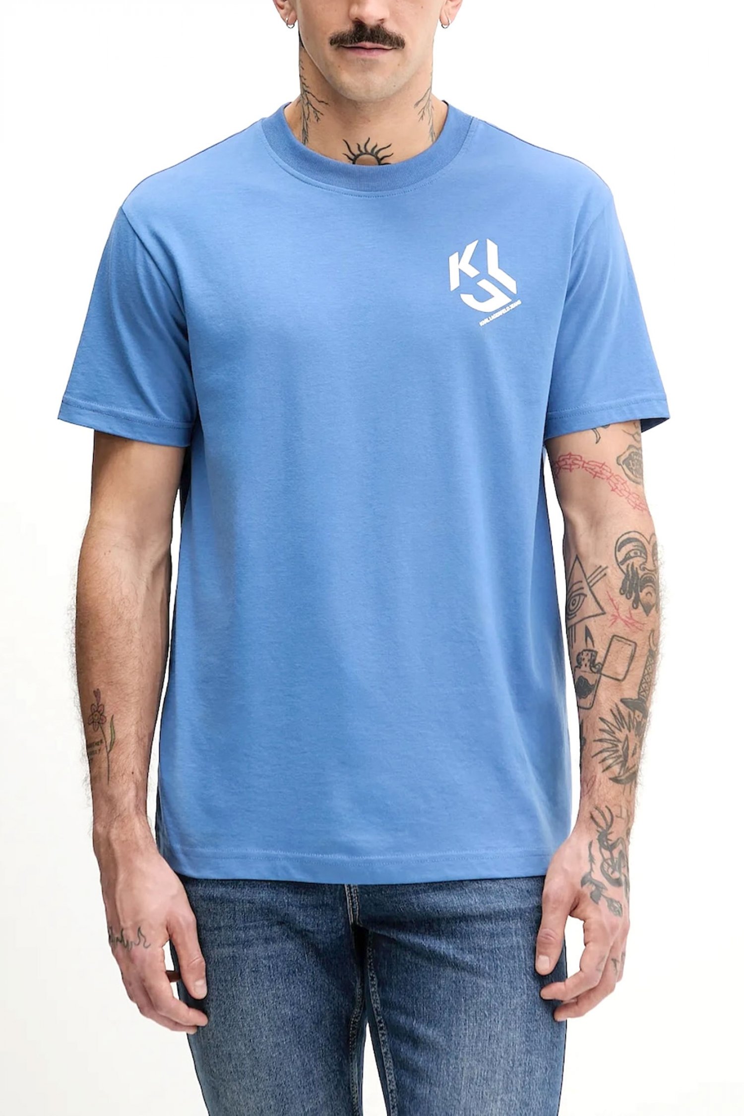 KARL LAGERFELD JEANS T-SHIRT REGULAR FIT MONOGRAM TEE ΜΠΛΕ