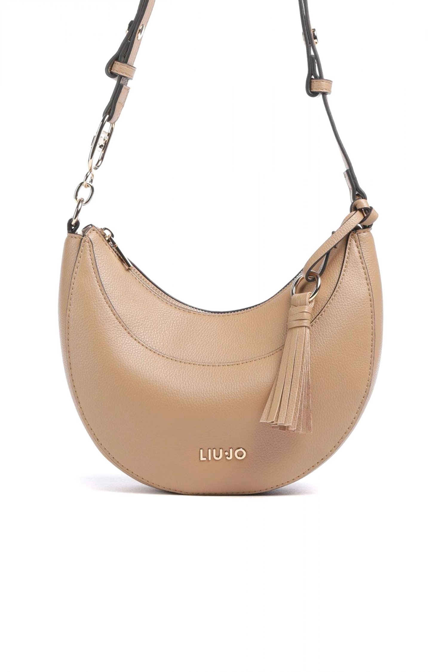 LIU-JO BETTER ΤΣΑΝΤΑ CROSSBODY CIRRY LOGO ΜΕΤΑΛΛΙΚΟ ΚΑΦΕ