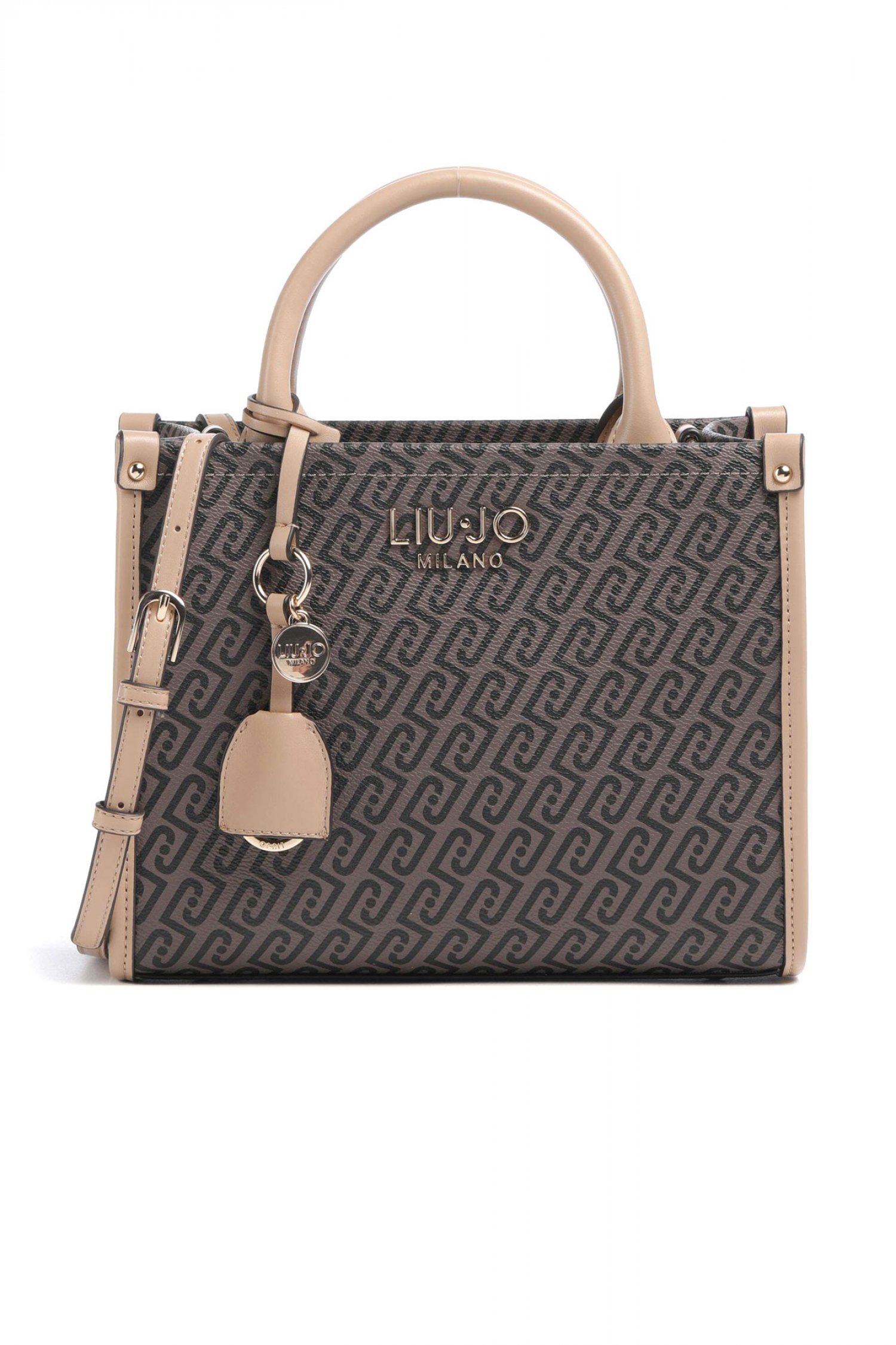 LIU-JO BETTER ΤΣΑΝΤΑ ΧΕΙΡΟΣ/CROSSBODY TOTE RIDHI ALL OVER LOGO ΚΑΦΕ