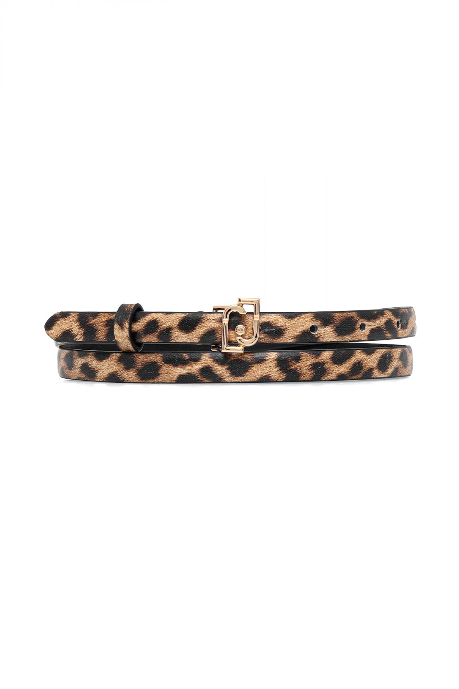 LIU-JO ΖΩΝΗ LEOPARD PRINT 1.5 C.M LOGO ΜΕΤΑΛΛΙΚΟ ΚΑΦΕ-ΜΑΥΡΟ