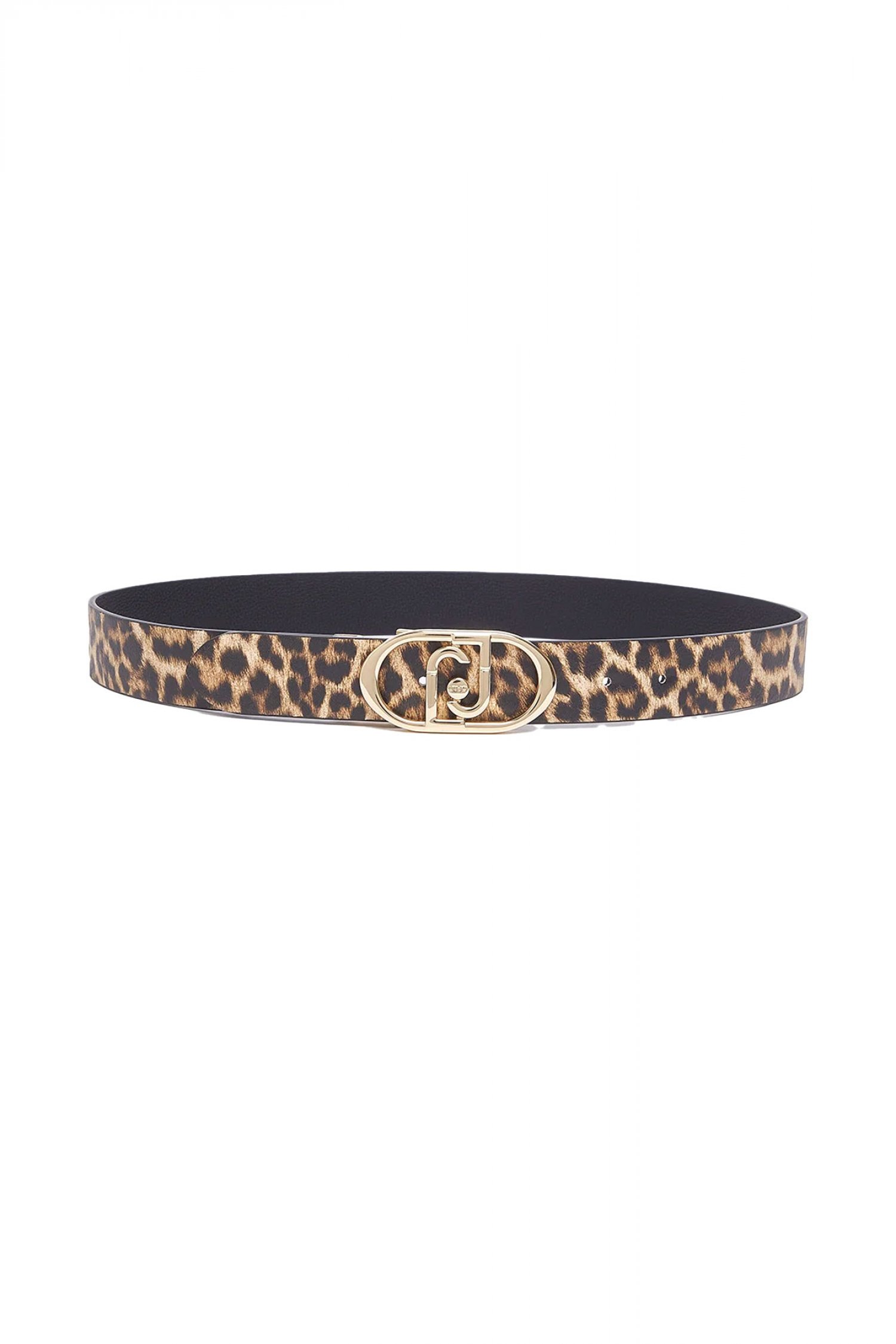 LIU-JO ΖΩΝΗ PROJE REVERSIBLE HIPS B ANIMAL PRINT LOGO ΜΕΤΑΛΛΙΚΟ ΚΑΦΕ-ΜΠΕΖ