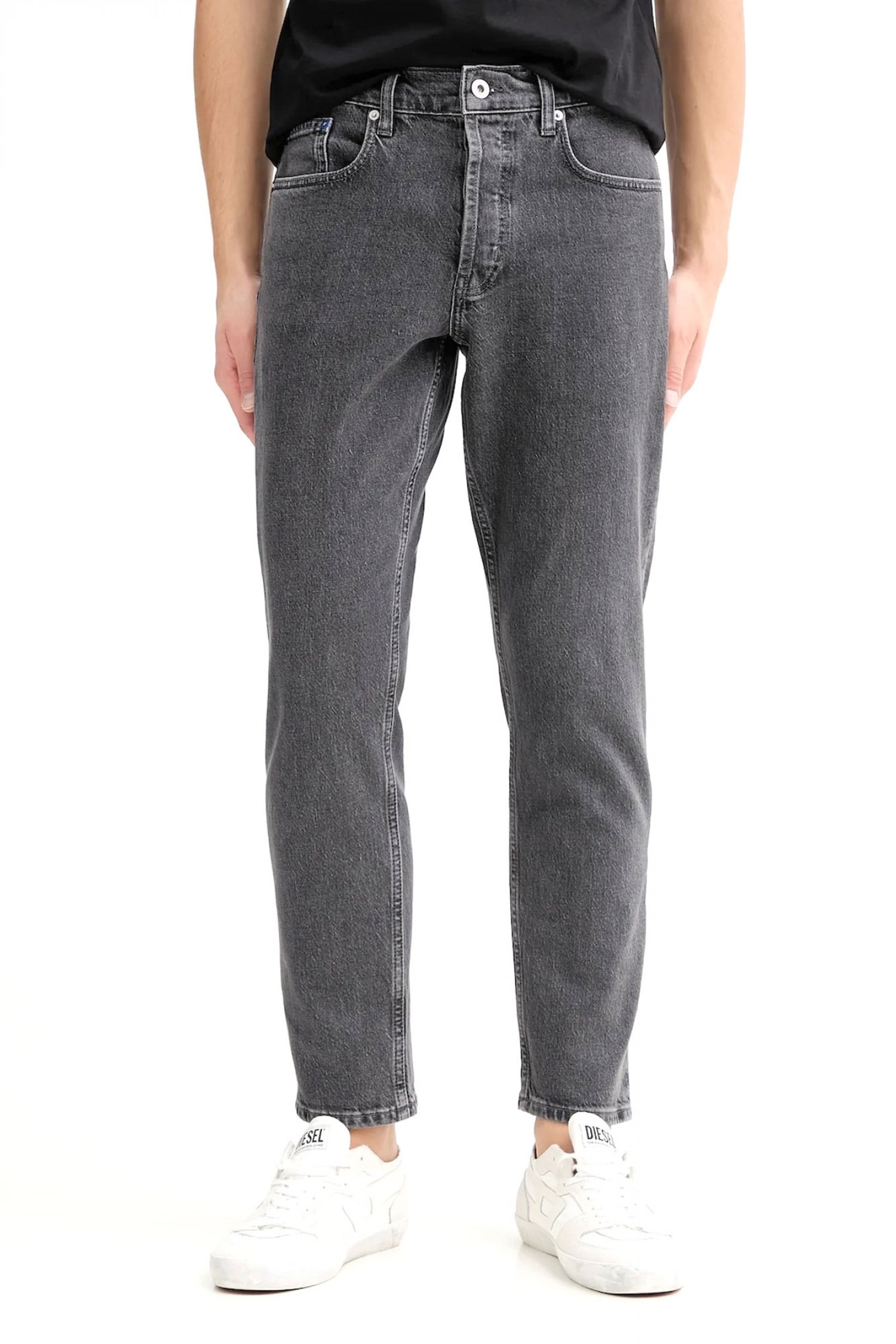 KARL LAGERFELD JEANS ΠΑΝΤΕΛΟΝΙ JEANS TAPERED DENIM ΣΚΟΥΡΟ ΓΚΡΙ