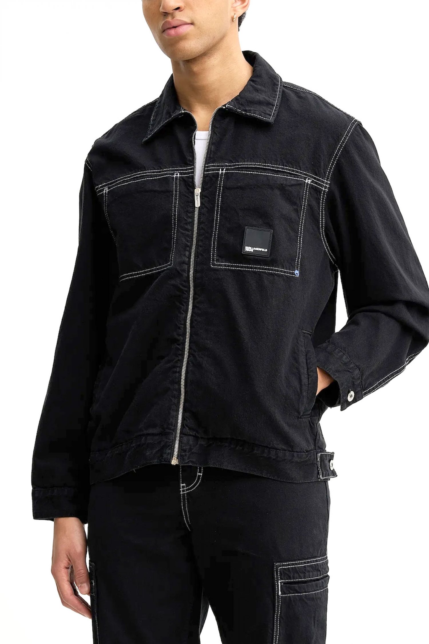 KARL LAGERFELD JEANS ΜΠΟΥΦΑΝ ΤΖΙΝ CONTRAST STITCH JACΚET ΜΑΥΡΟ