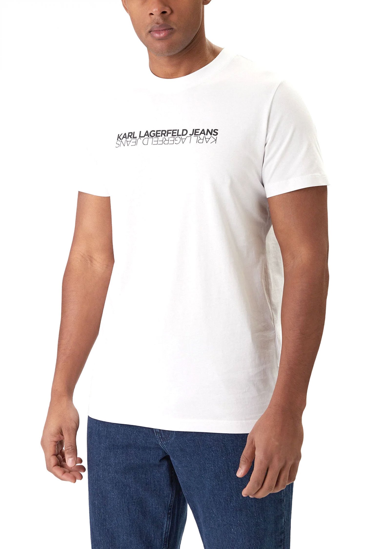 KARL LAGERFELD JEANS T-SHIRT SLIM FIT SS REFLECTION TEE ΛΕΥΚΟ