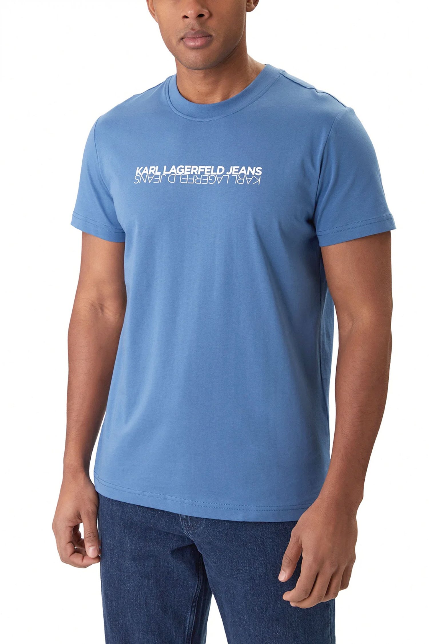 KARL LAGERFELD JEANS T-SHIRT SLIM FIT SS REFLECTION TEE ΜΠΛΕ