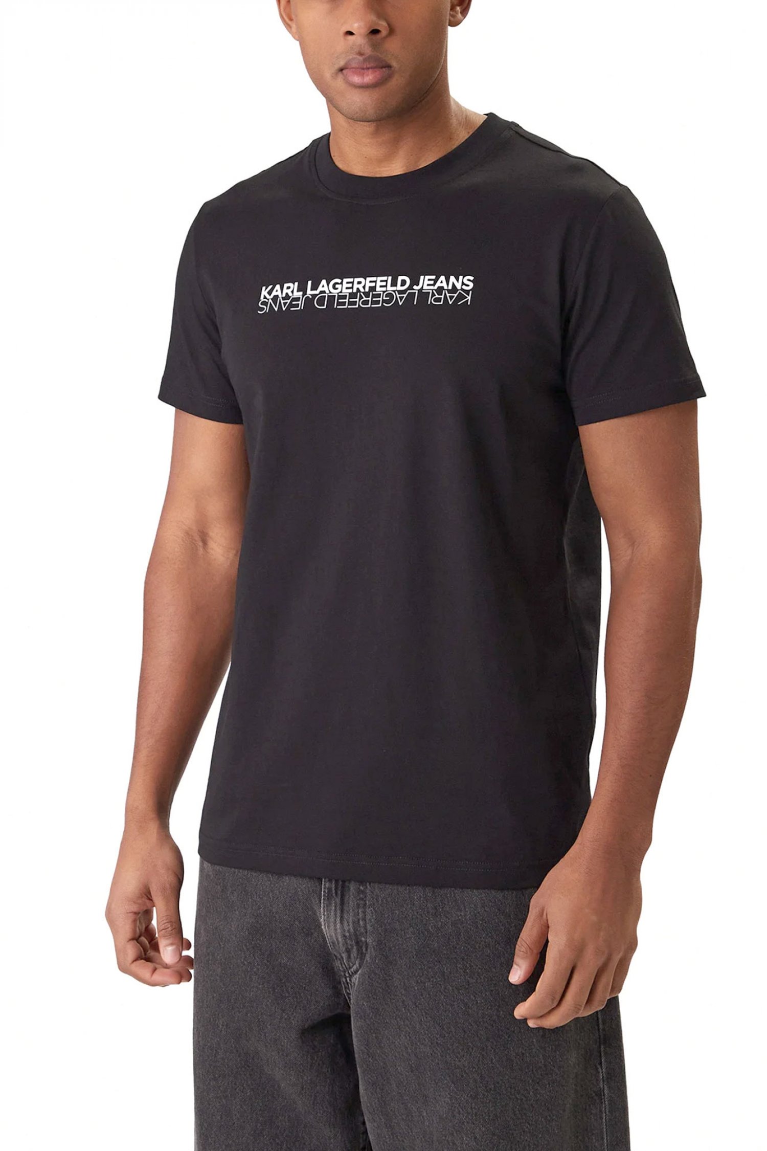 KARL LAGERFELD JEANS T-SHIRT SLIM FIT SS REFLECTION TEE ΜΑΥΡΟ