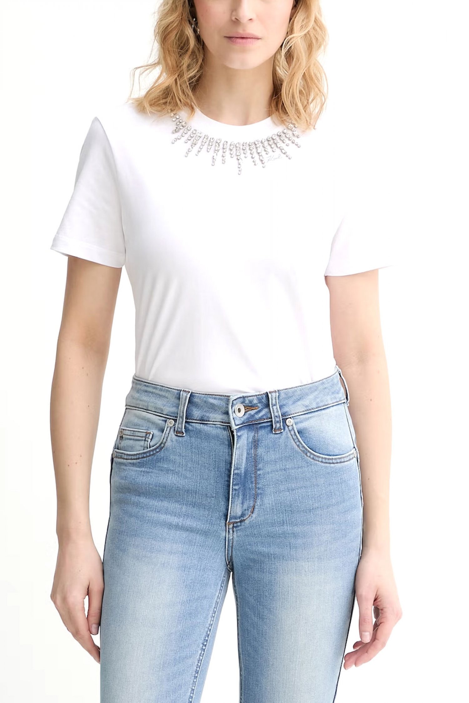 KARL LAGERFELD T-SHIRT EMBELLISHMENT RELAXED FIT ΛΕΥΚΟ