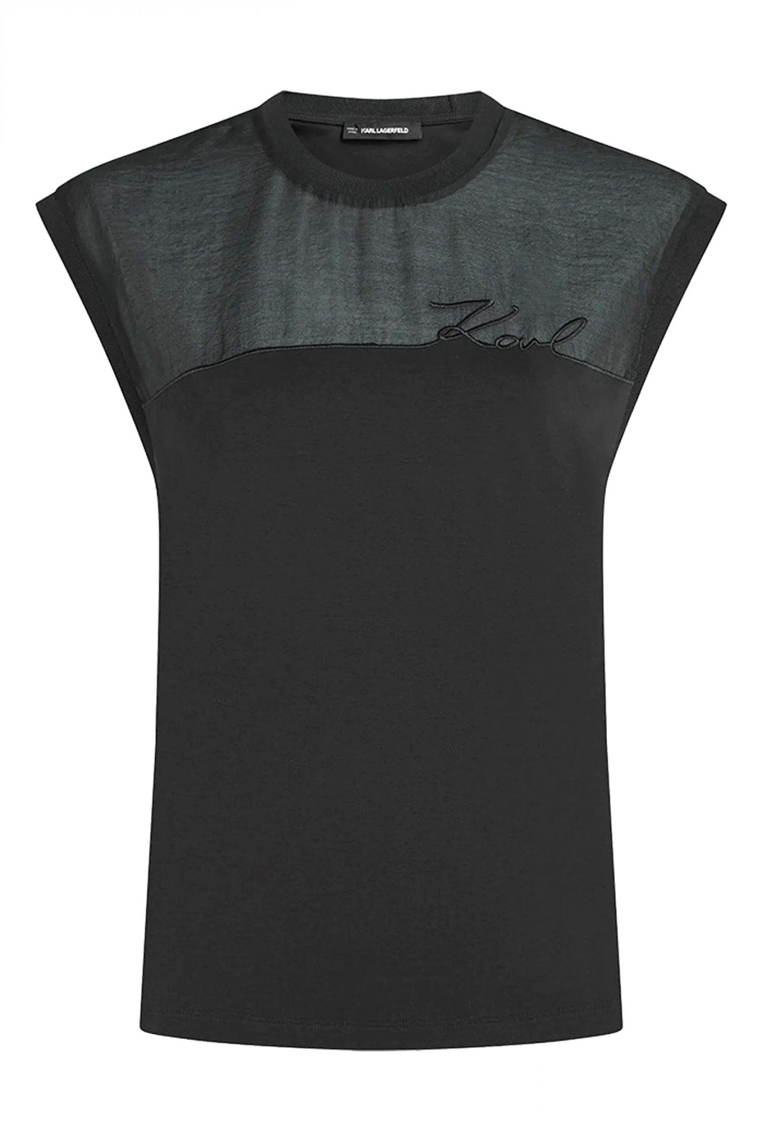 KARL LAGERFELD T-SHIRT SIGNATURE REGULAR FIT LOGO ΜΑΥΡΟ