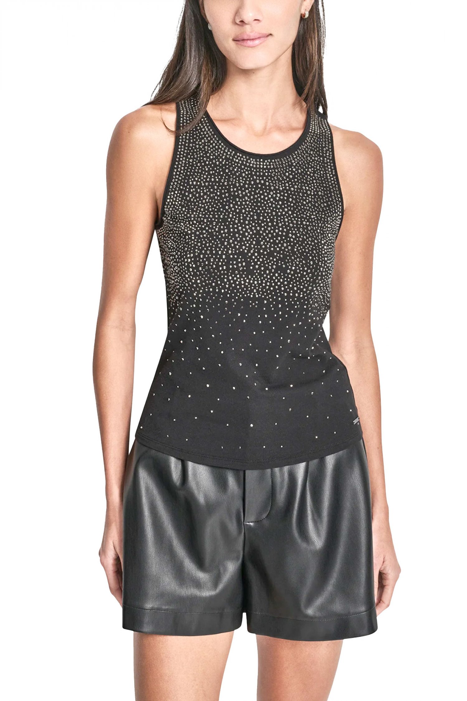 DKNY TANK TOP CREW NECK ΣΤΡΑΣ MAYΡΟ