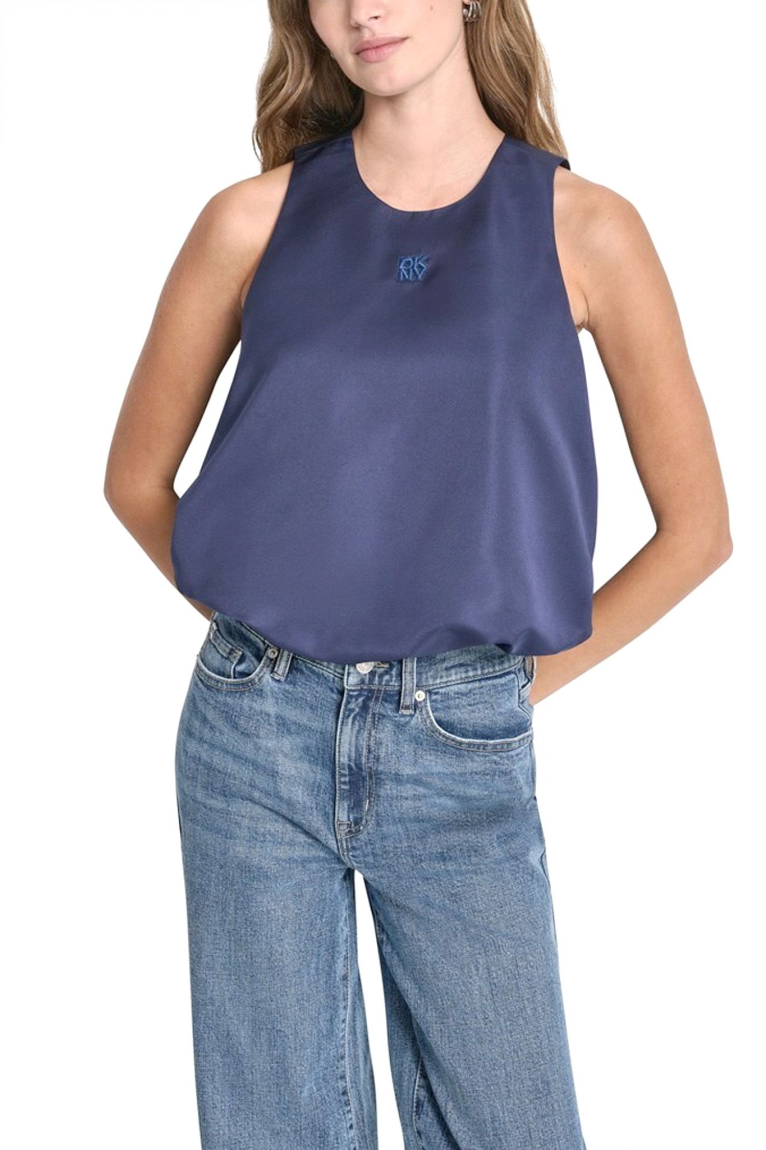 DKNY TOP CREW NECK ΛΑΣΤΙΧΟ ΚΑΤΩ LOGO ΜΠΛΕ