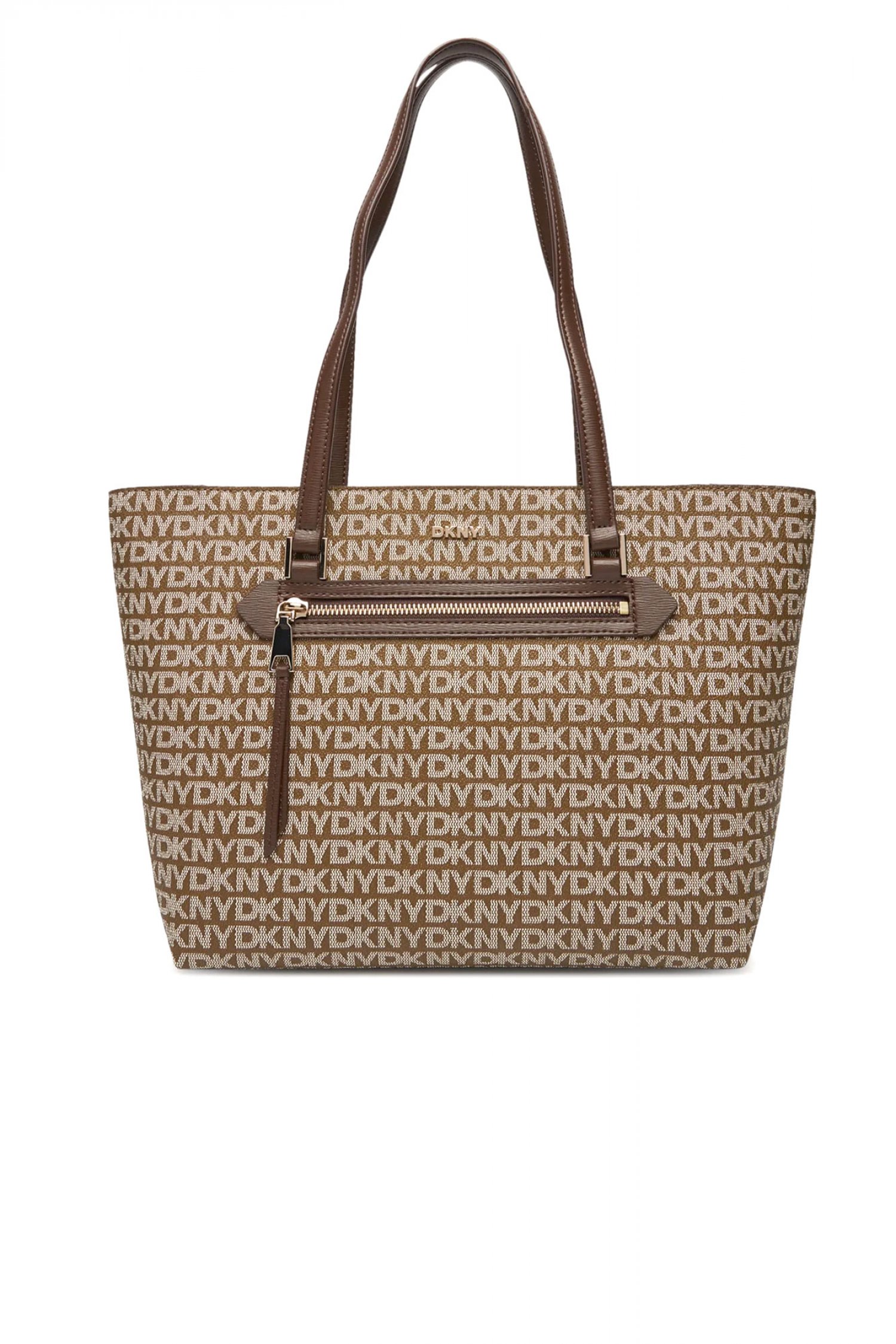 DKNY ΤΣΑΝΤΑ ΩΜΟΥ BRYANT AVE MD TOTE ALL OVER LOGO ΚΑΦΕ