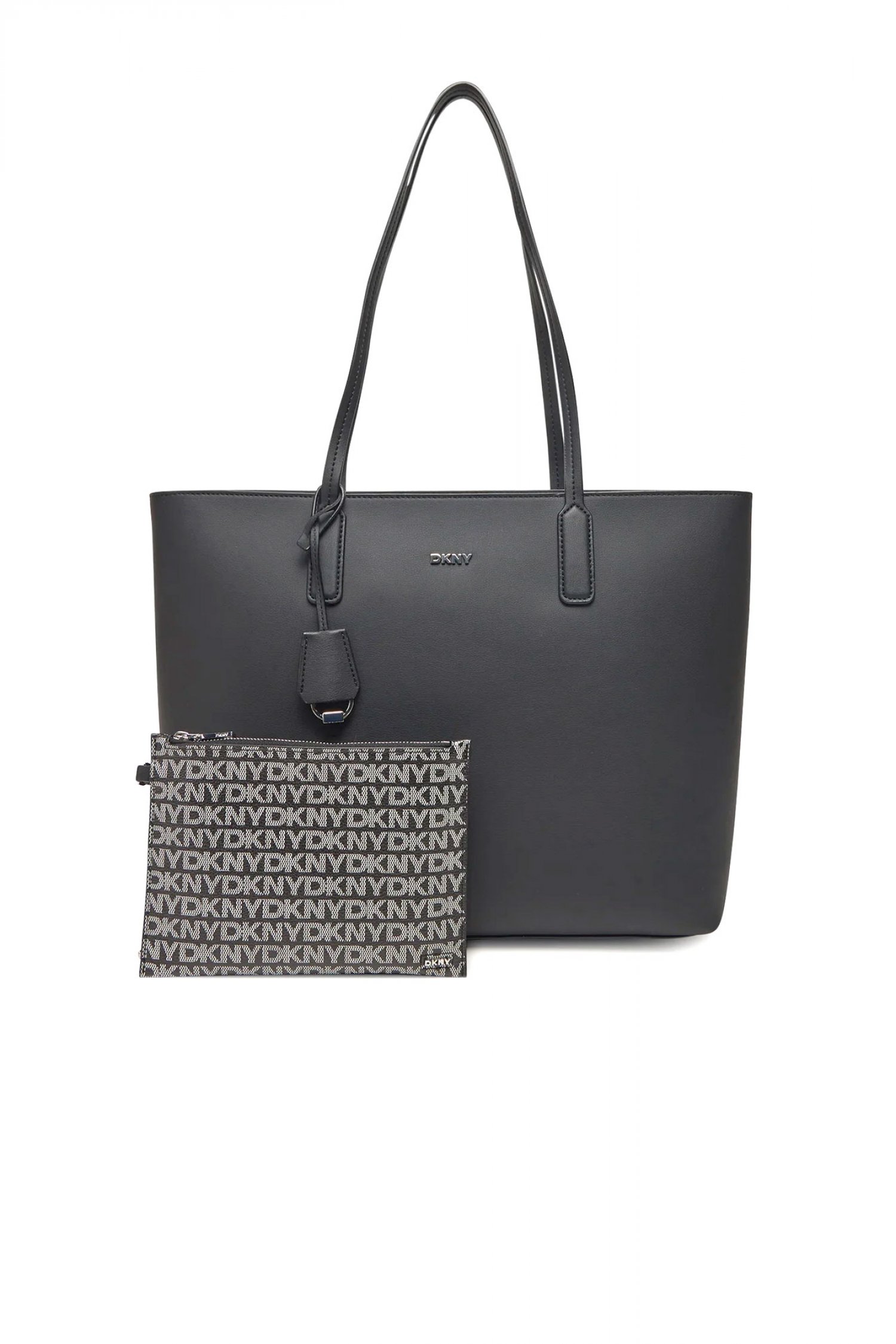 DKNY ΤΣΑΝΤΑ ΩΜΟΥ SAIGE EW TZ TOTE ΕΠΙΠΡΟΣΘΕΤΟ ΤΣΑΝΤΑΚΙ LOGO ΜΑΥΡΟ