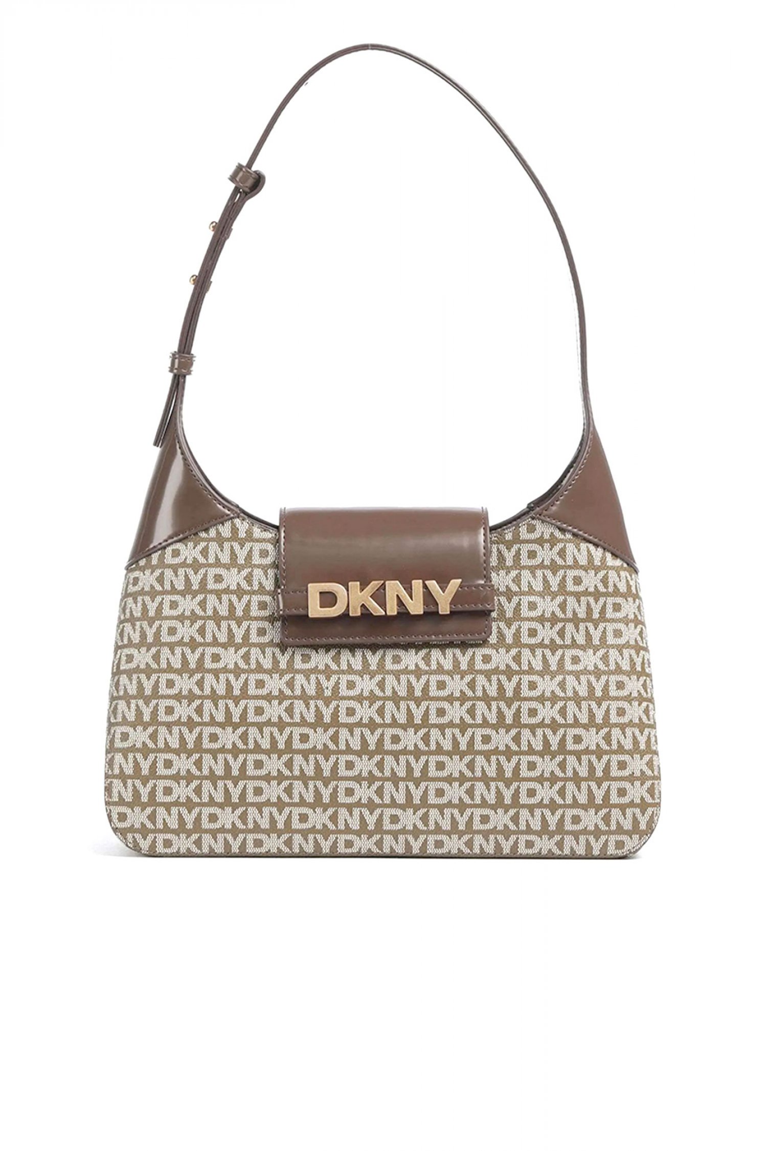 DKNY ΤΣΑΝΤΑ ΩΜΟΥ AVRIL ALL OVER LOGO ΚΑΦΕ