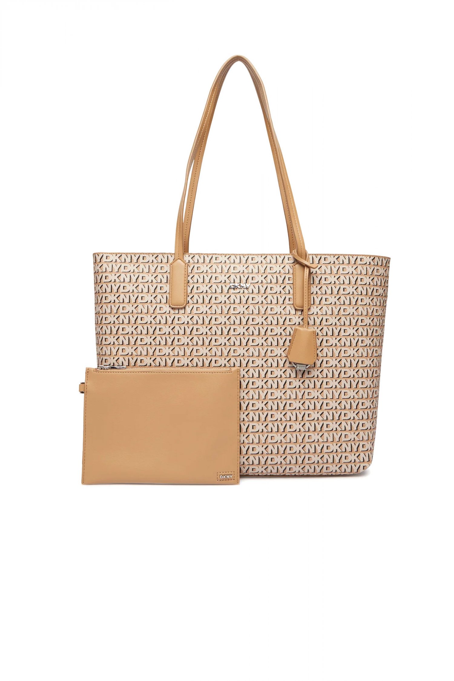 DKNY ΤΣΑΝΤΑ ΩΜΟΥ SAIGE TOTE ALL OVER LOGO ΕΠΙΠΡΟΣΘΕΤΟ ΤΣΑΝΤΑΚΙ ΜΠΕΖ