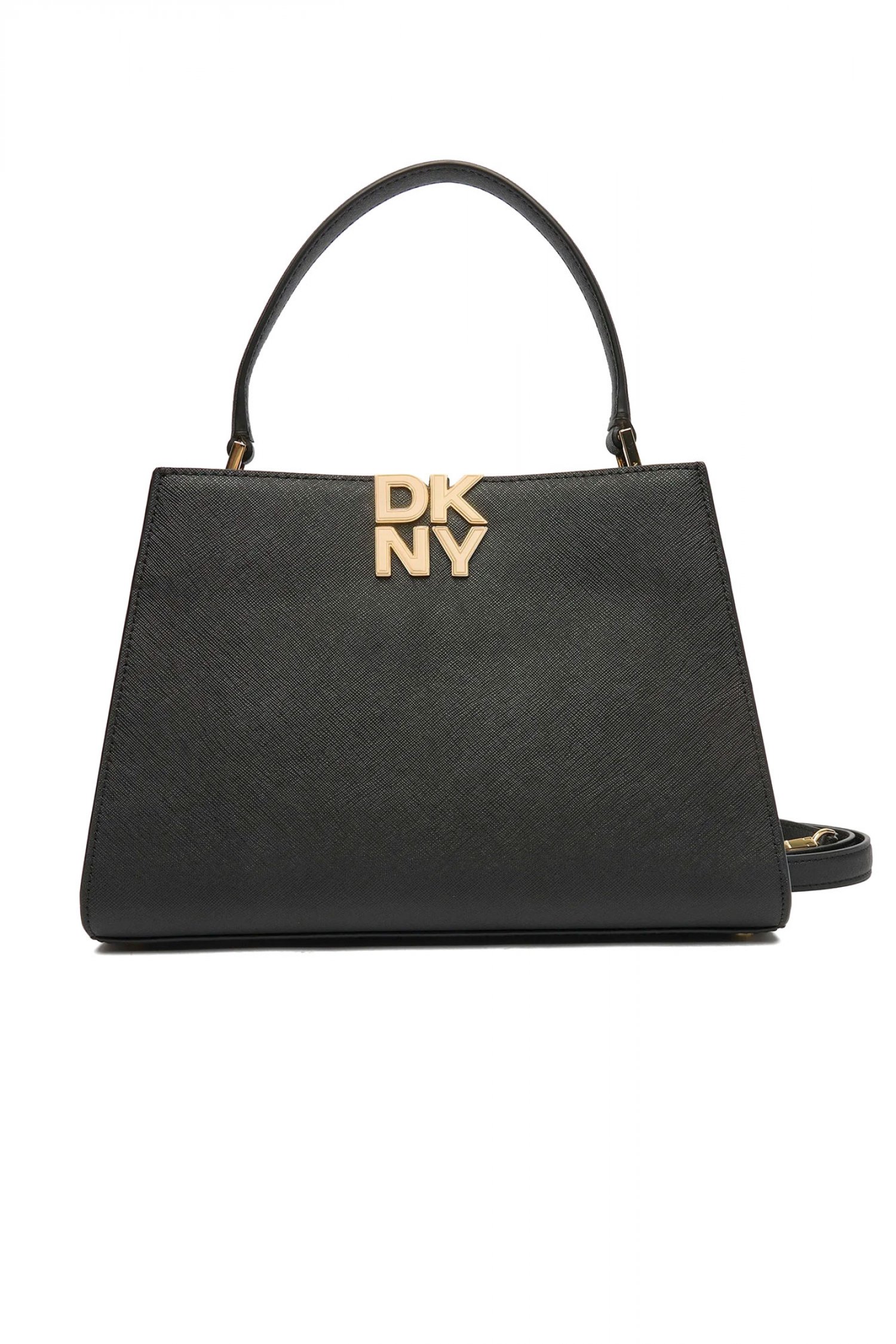 DKNY ΤΣΑΝΤΑ ΧΕΙΡΟΣ/CROSSBODY FOSTER MD SATCHEL ΔΕΡΜΑ LOGO ΜΑΥΡΟ