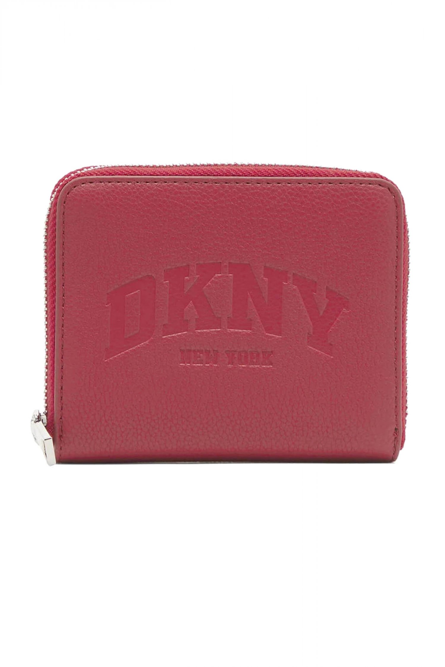 DKNY ΠΟΡΤΟΦΟΛΙ HADLEE SM ZIP AROUND LOGO ΚΟΚΚΙΝΟ
