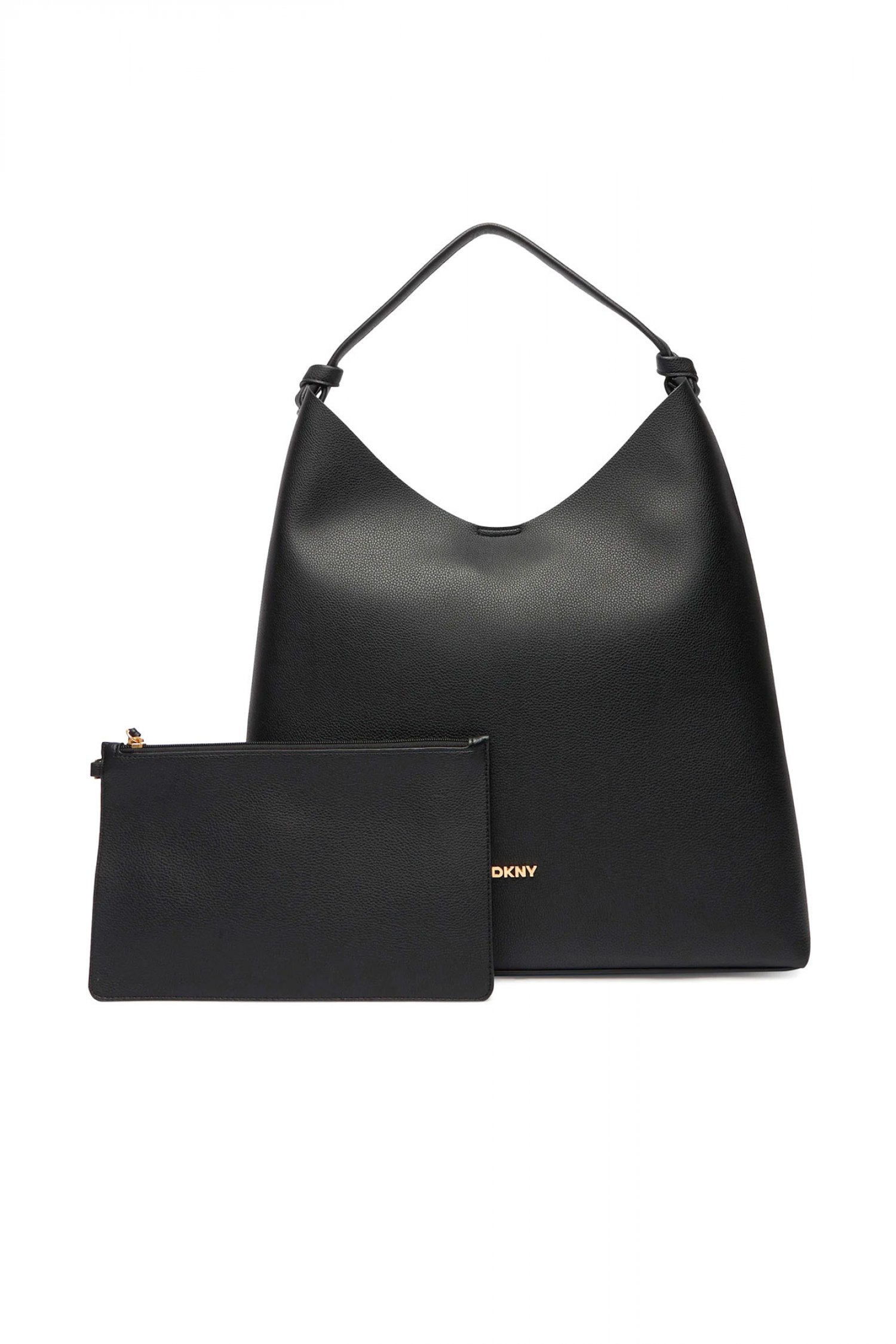 DKNY ΤΣΑΝΤΑ ΩΜΟΥ PAULA HOBOS ΕΠΙΠΡΟΣΘΕΤΟ ΤΣΑΝΤΑΚΙ LOGO ΜΑΥΡΟ