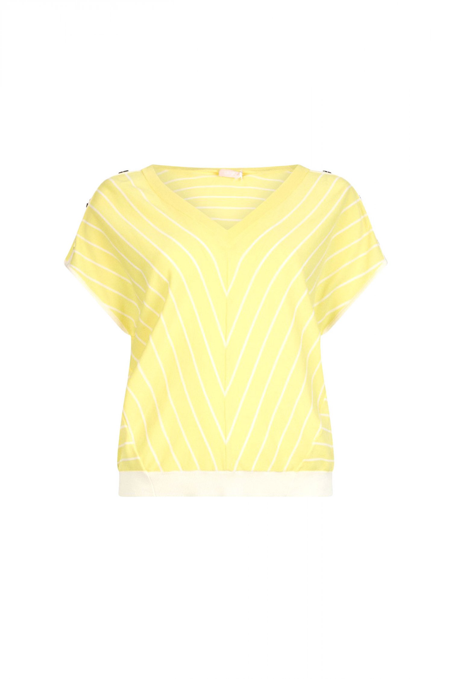 LIU-JO ΠΛΕΚΤΟ TOP V-NECK ΛΕΠΤΟΜΕΡΕΙΕΣ ΜΕΤΑΛΛΙΚΕΣ ΚΙΤΡΙΝΟ