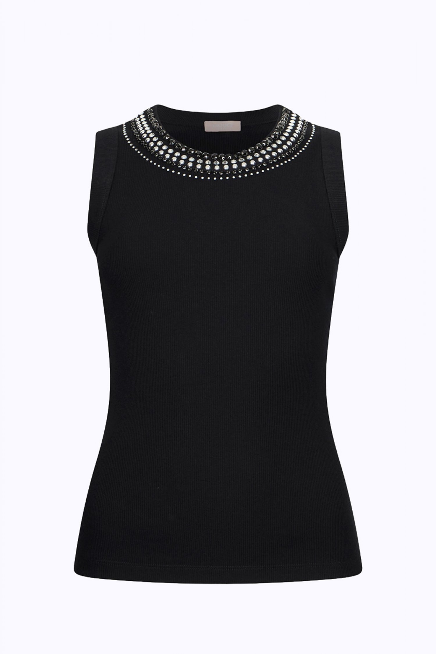 LIU-JO TANK TOP ΣΤΡΑΣ ΜΑΥΡΟ