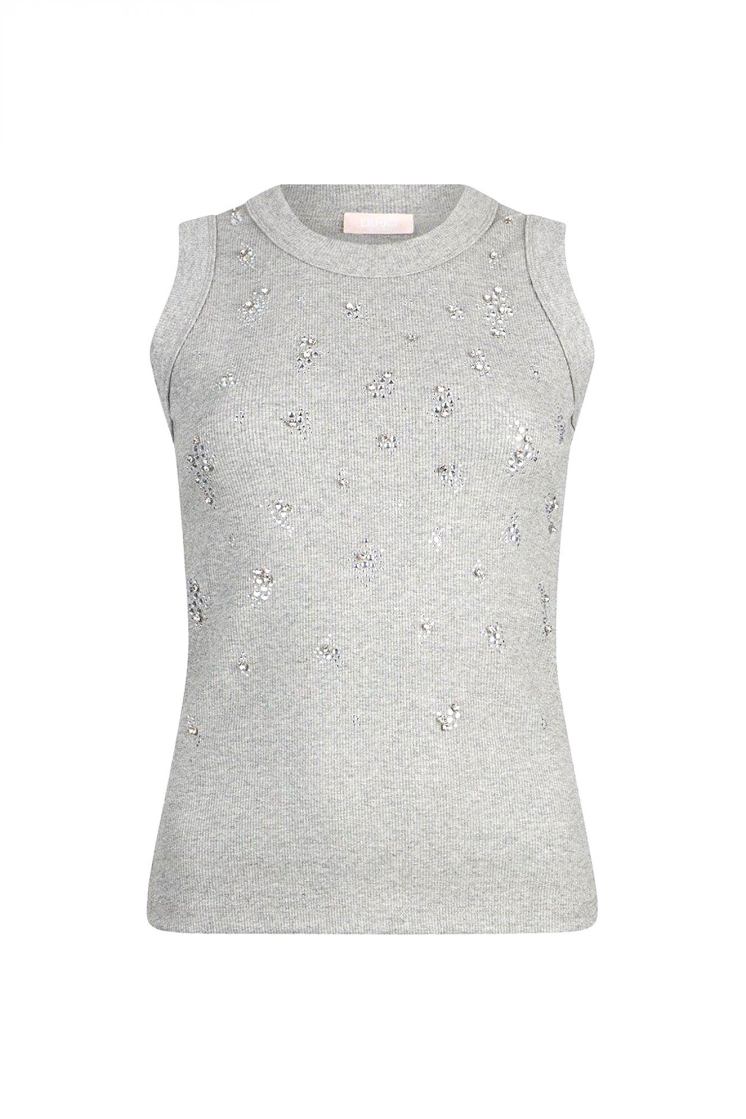 LIU-JO TANK TOP ΣΤΡΑΣ ΓΚΡΙ