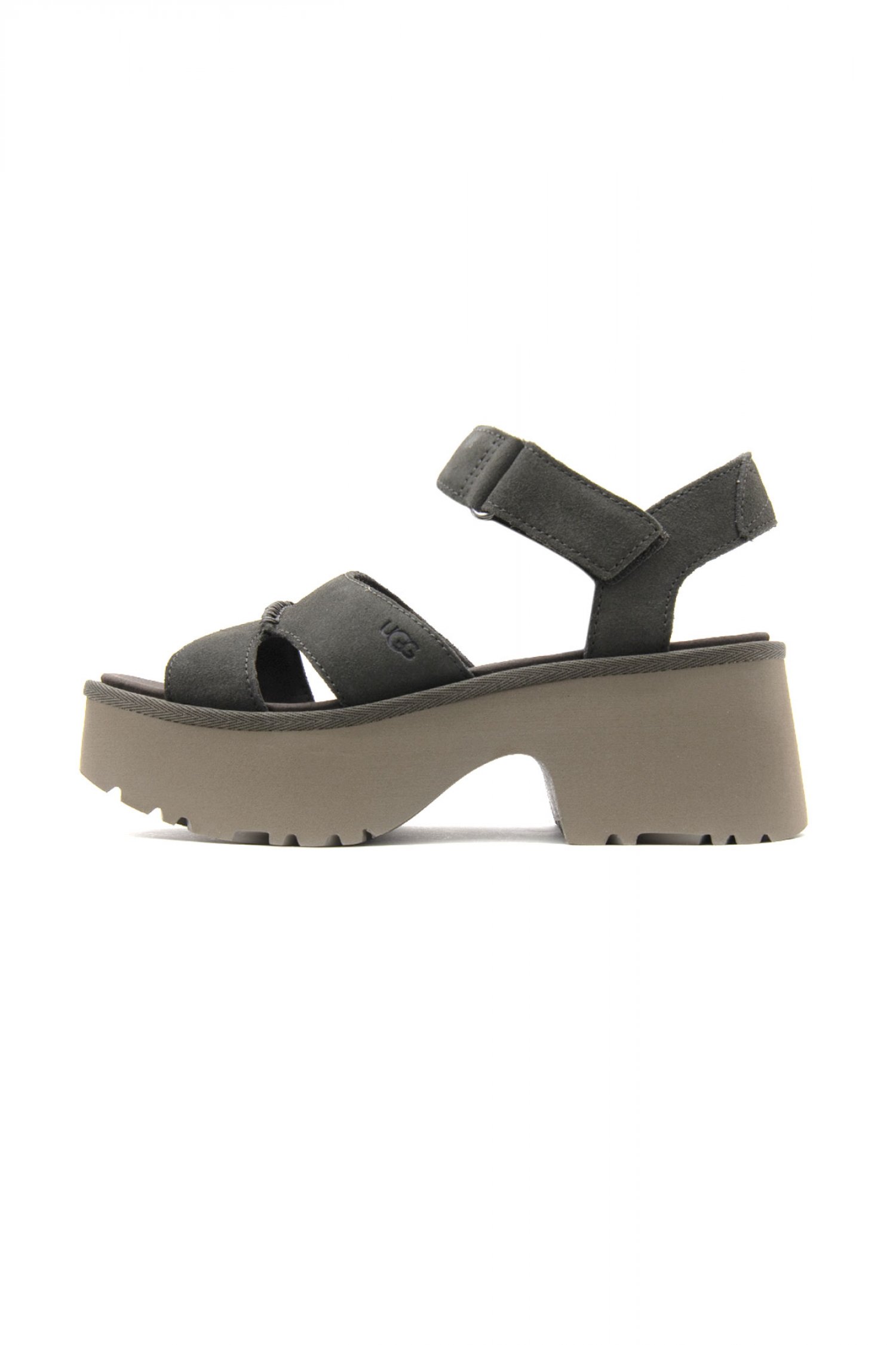 UGG ΠΑΠΟΥΤΣΙΑ ΠΕΔΙΛΑ ΝΕW HEIGHTS ANKLE STRAP LOGO XAKI ΣΚΟΥΡΟ
