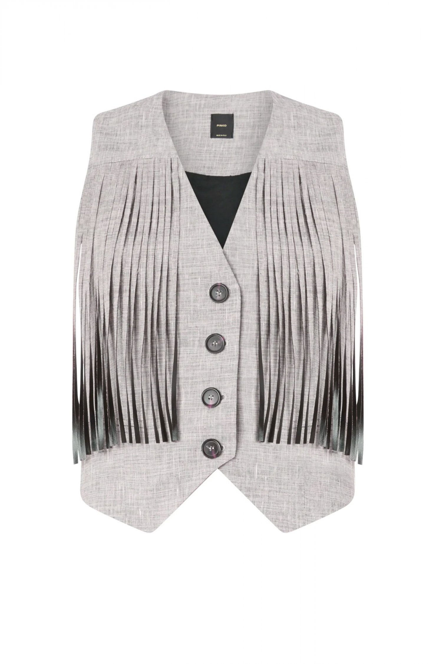 PINKO PINKO ΓΙΛΕΚΟ ME KΡΟΣΣΙΑ BORETTO GILET ΓΚΡΙ