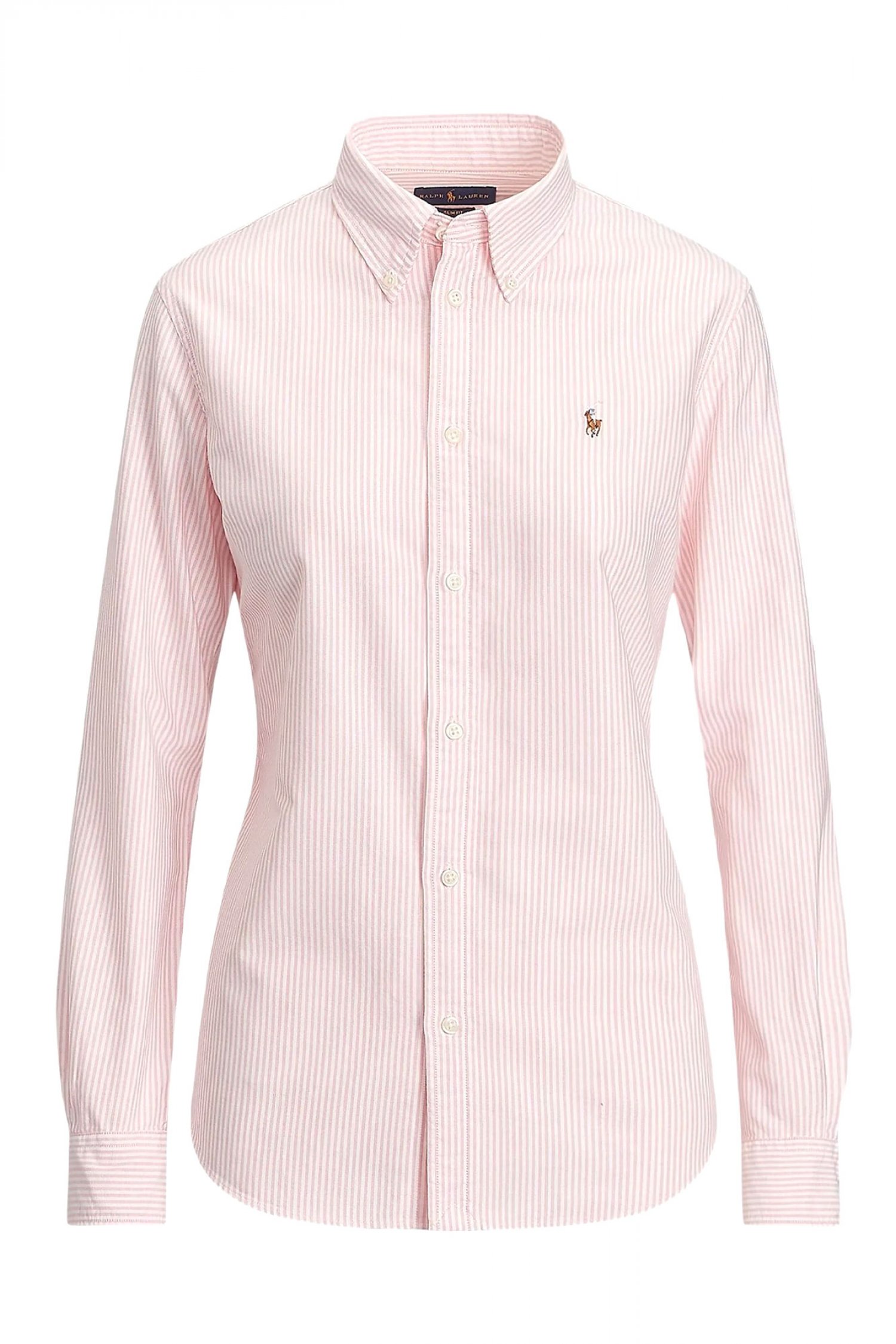 RALPH LAUREN ΠΟΥΚΑΜΙΣΟ ΡΙΓΕ CLASSICS W BSR LOGO ΡΟΖ-ΛΕΥΚΟ